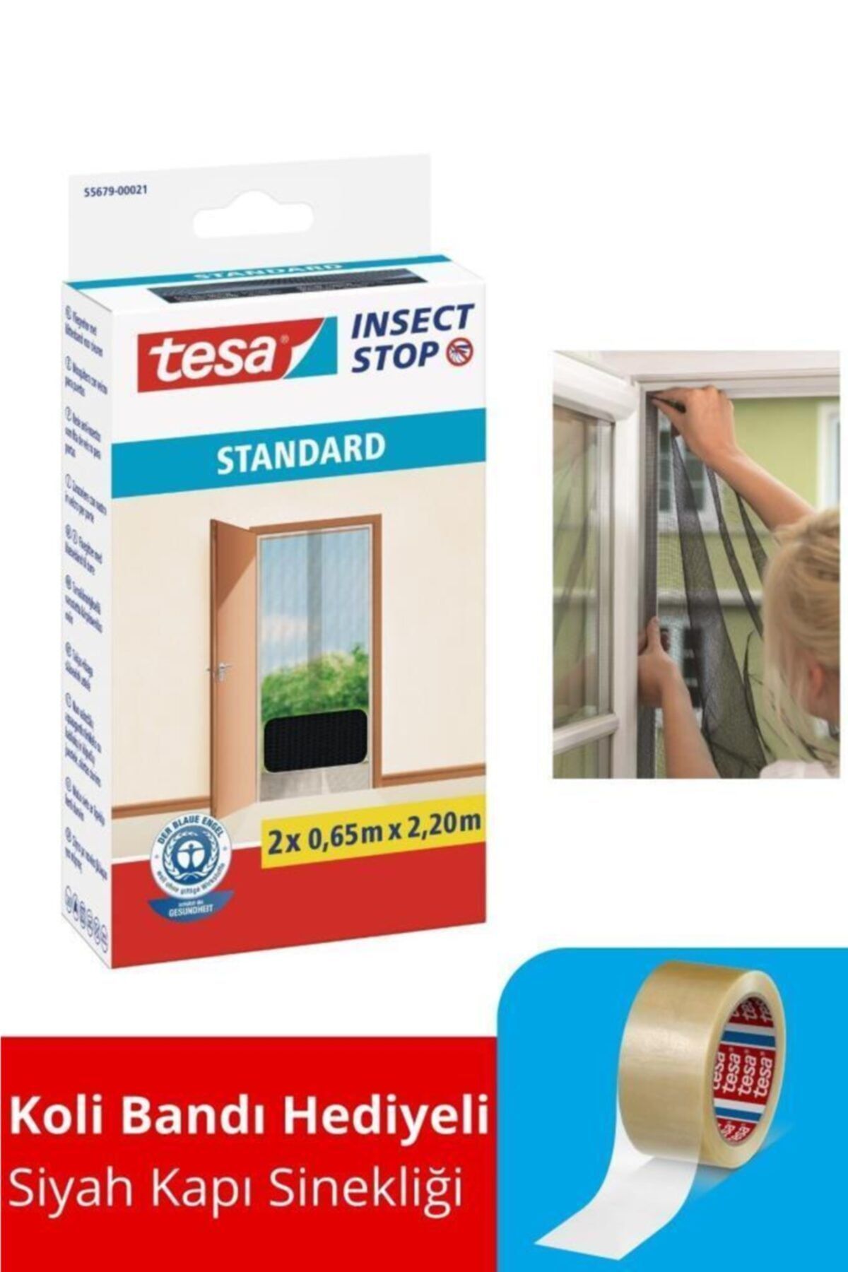 Tesa Sineklik Çırt Bantlı, Kapı Için, 2 X 0.65m:2.20m, Siyah (koli Bandı Doğal Kauçuk, 100mx45mm,