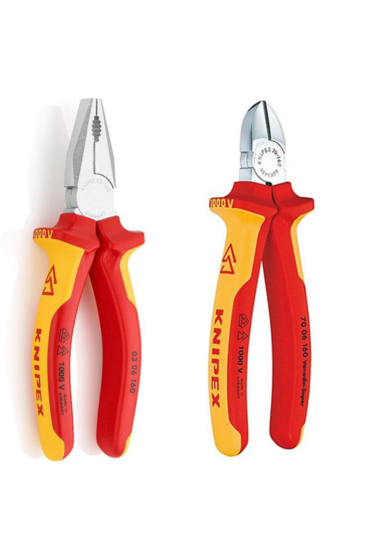 Knipex 0306160 Vde Pense + 7006160 Vde Yan Keski 2-li Set