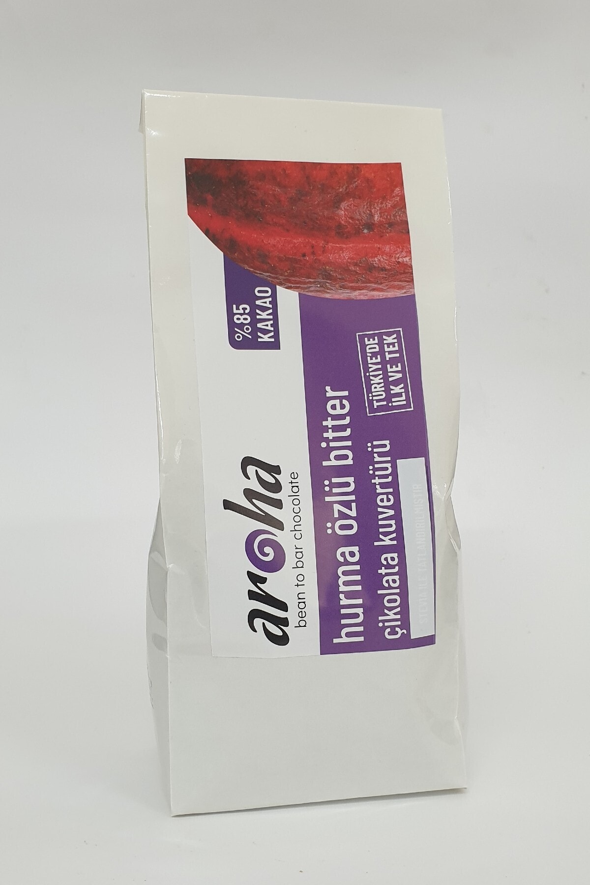 AROHA %85 Kakao - Şekersiz Glutensiz Hurma Ile Tatlandırılmış Bitter Çikolata Kuvertürü (500 GR)