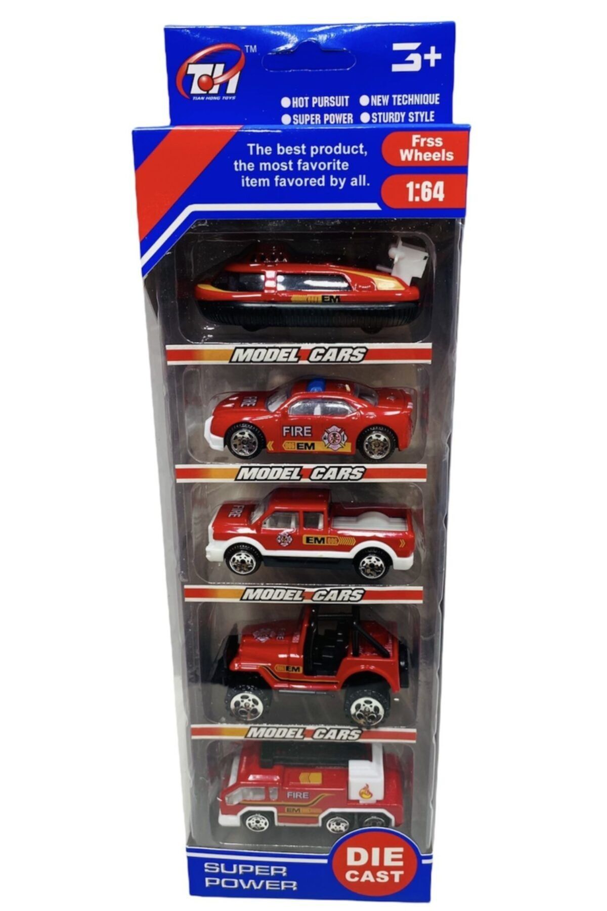 toysandmore Araba Bot Jep Bot 5 Li Itfaye Metal Mini Oyuncak Itfaiye Araçları Seti