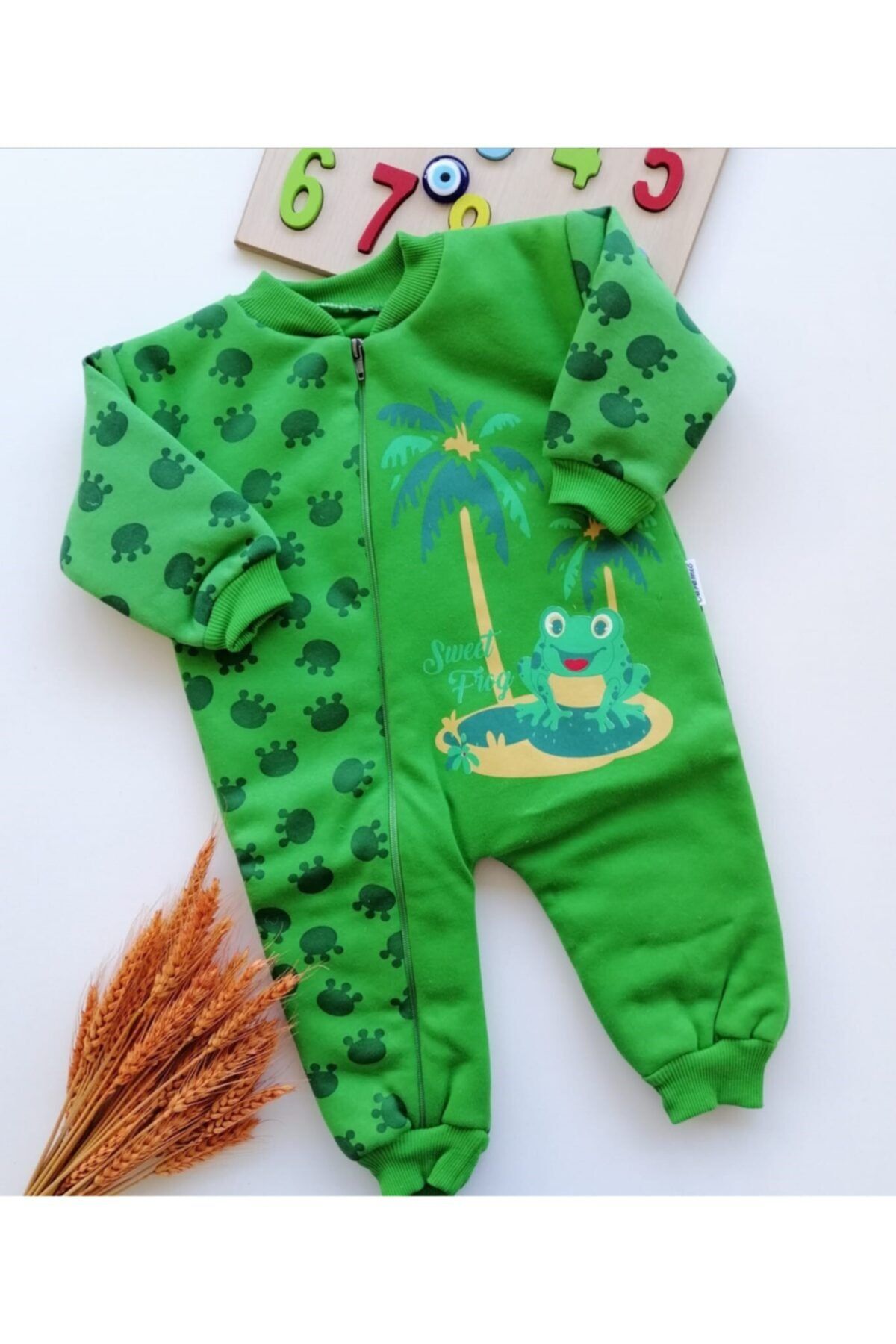 BEBENNA Bebek Kurbağa Desenli Uyku Tulumu Yeşil