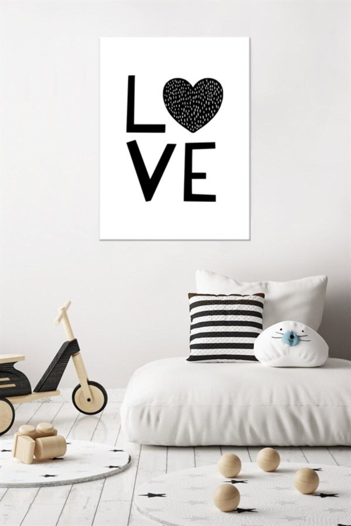 Markaev 160 Siyah Beyaz Love Kanvas Çocuk Tablo
