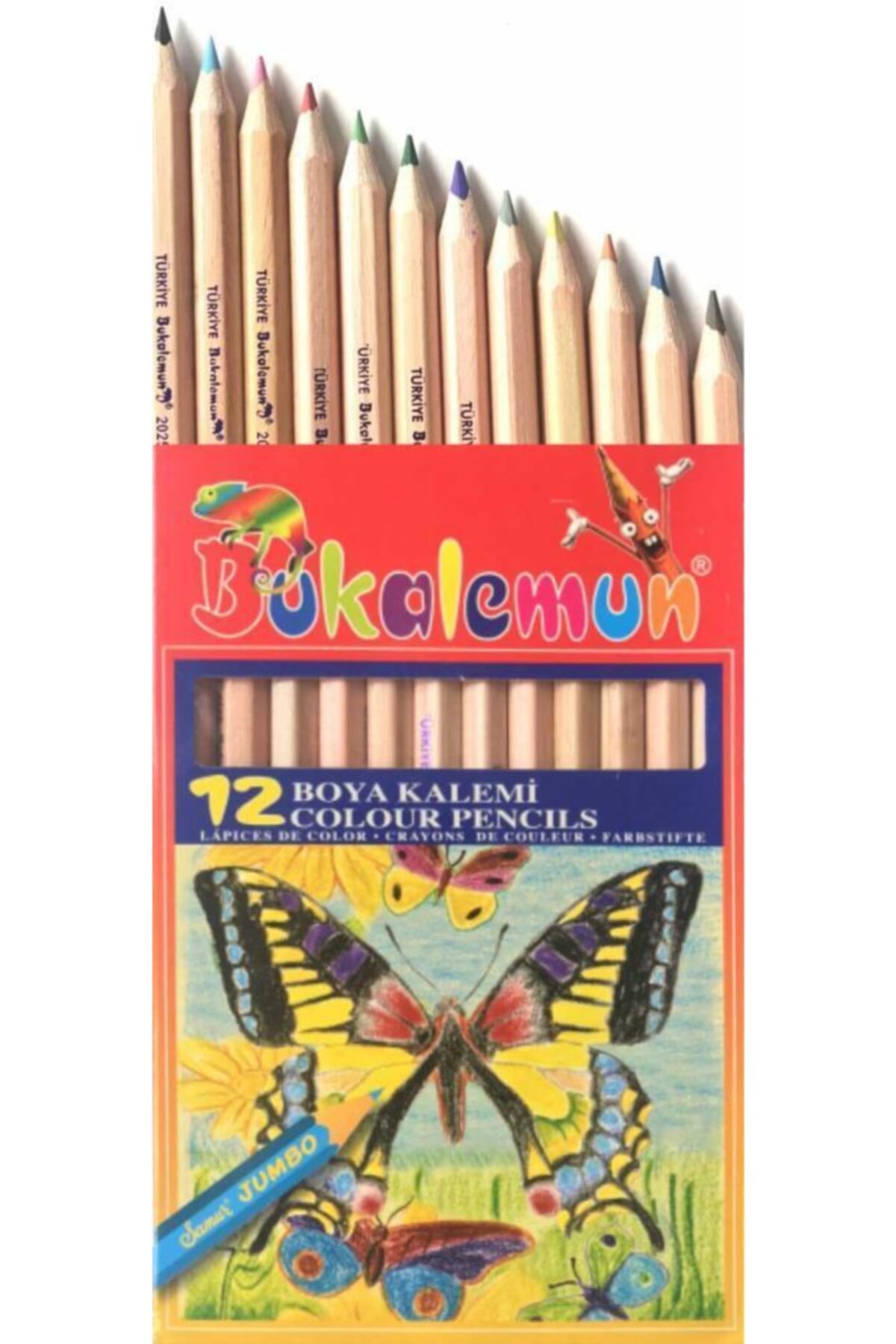 Bukalemun Jumbo Naturel Kuru Boya 12'li