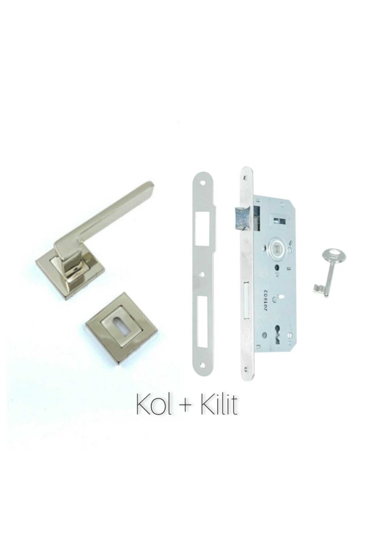 ARON HIRDAVAT Sofuoğlu Lüx Anka Kare Rozetli Nikel Saten (ODA TİPİ) Kapı Kolu Kilit Sistemi 2'li Set