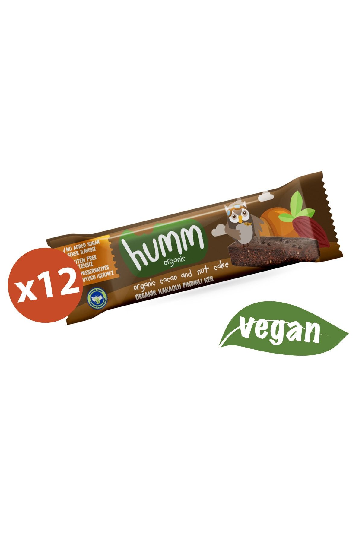 Humm Organic Organik Glutensiz Vegan Kakaolu Fındıklı Kek 27g X 12 Adet