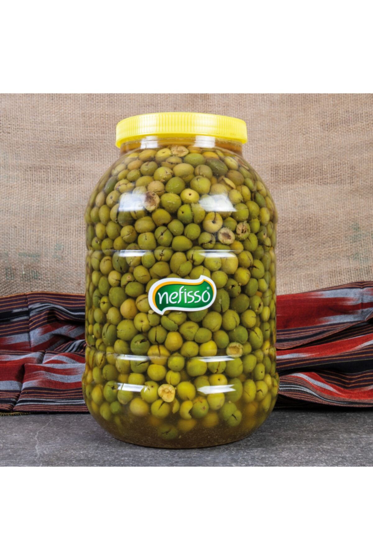 NEFİSSO Antep Usulü Yeşil Zeytin Çekirdeksiz Barak - 4500 Cc Bidon