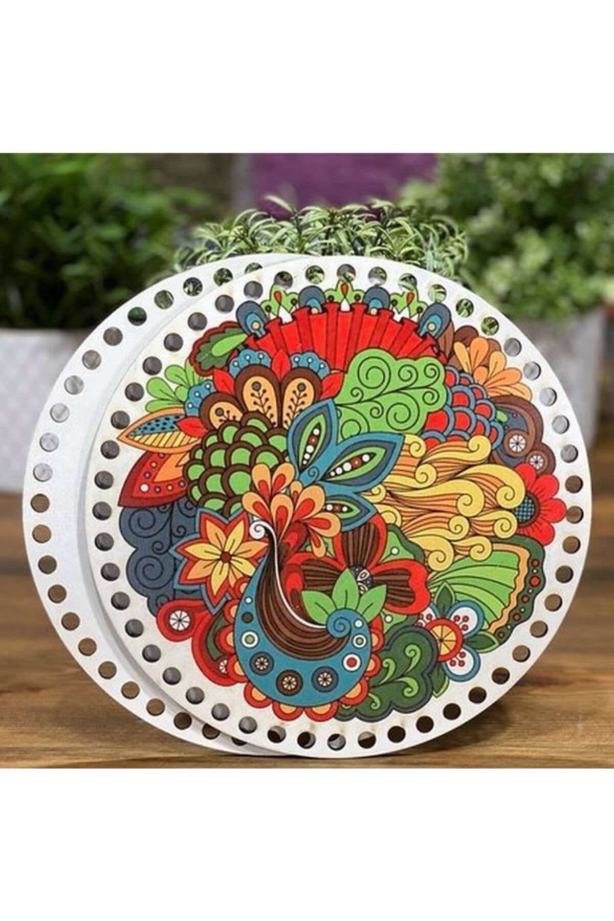 Diva İplik Diva Line Çanta Kenarı Ahşap Baskılı 2'li (çap: 20 Cm) Bck-132
