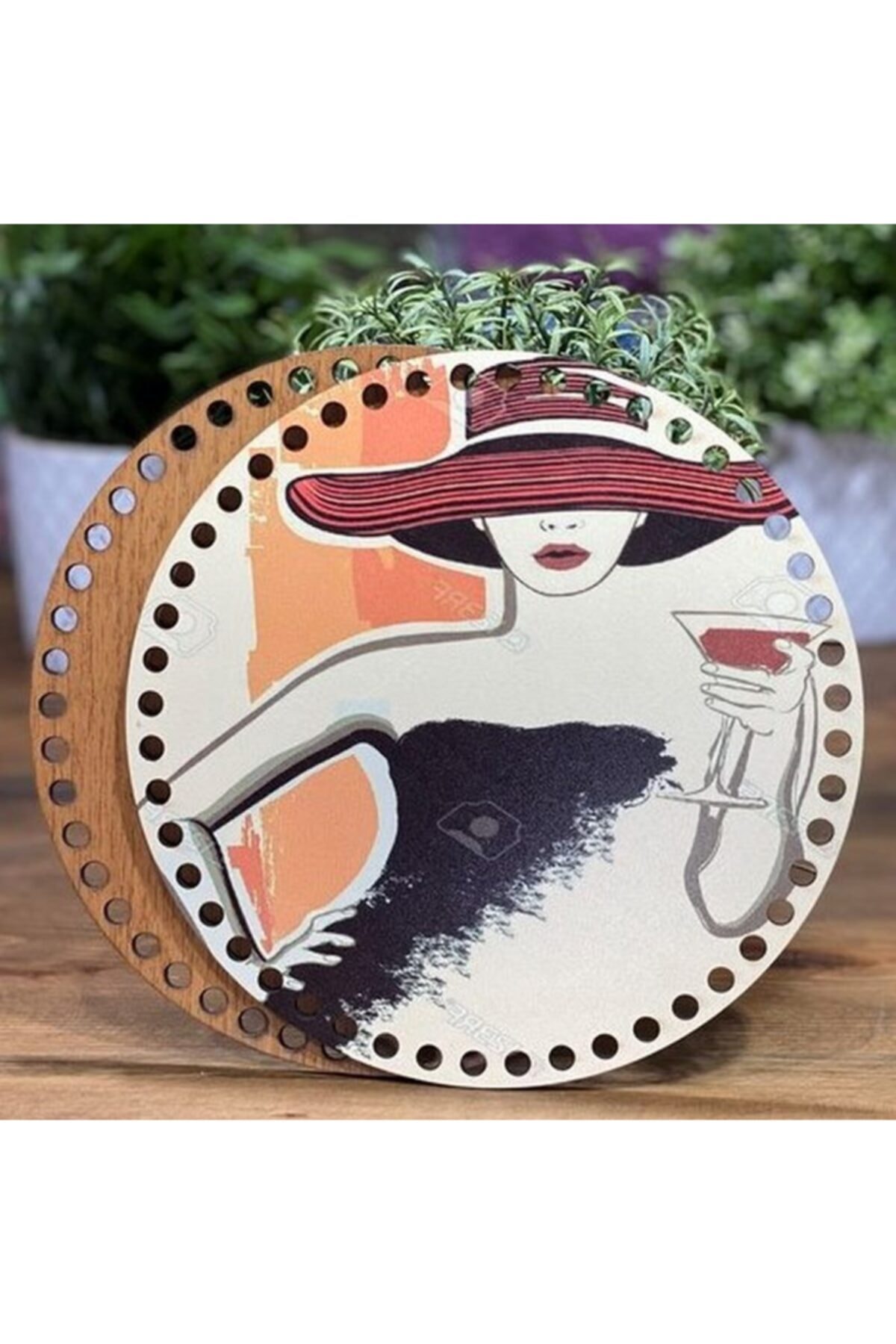 Diva İplik Diva Line Çanta Kenarı Ahşap Baskılı 2'li (çap: 20 Cm) Bck-07