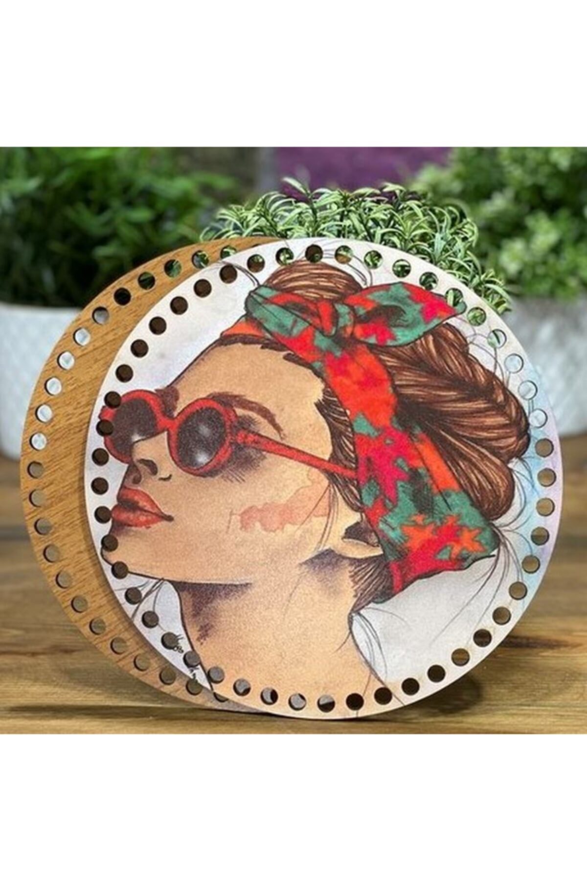 Diva İplik Diva Line Çanta Kenarı Ahşap Baskılı 2'li (çap: 20 Cm) Bck-61