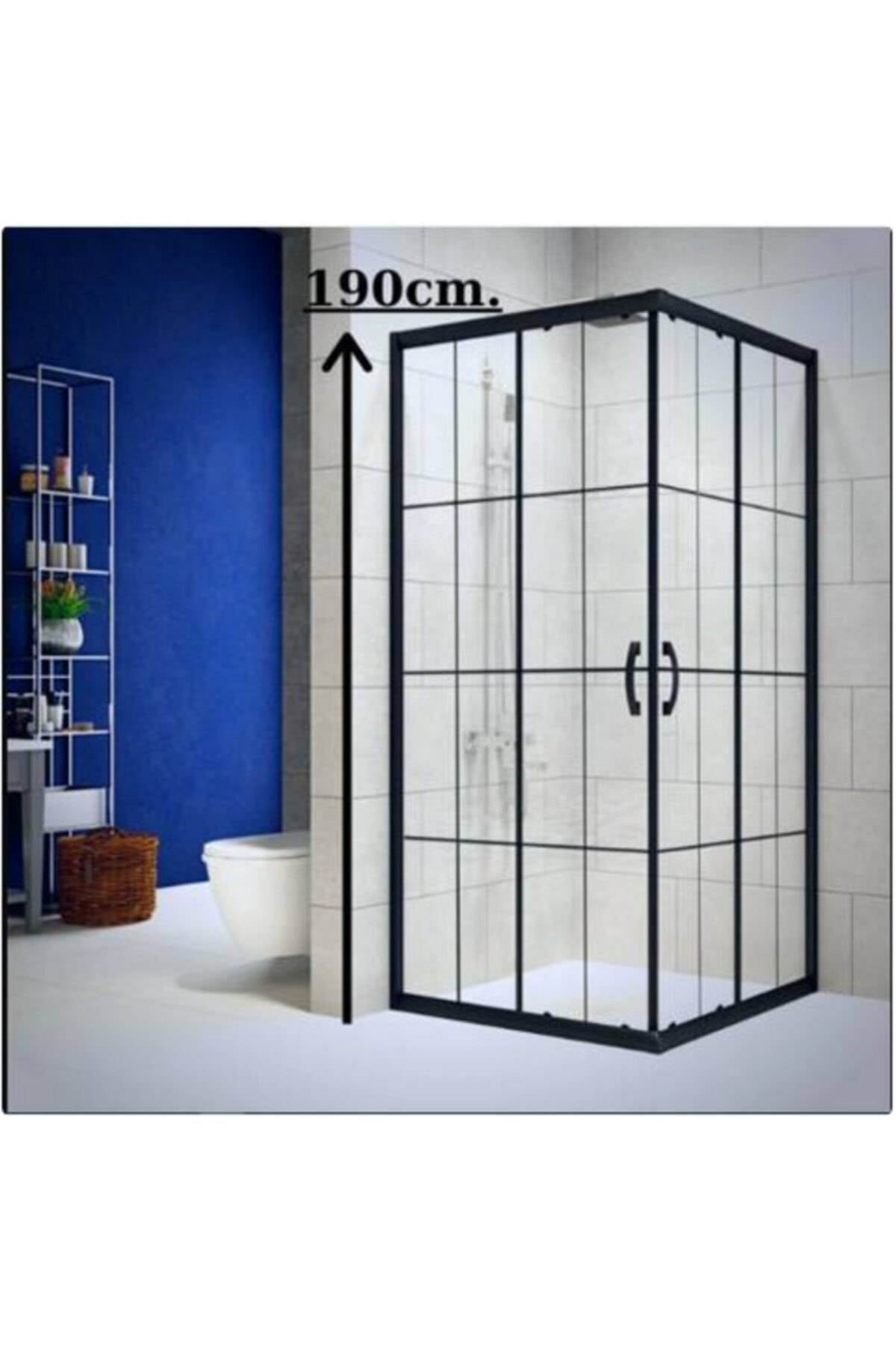 Durul Duşakabin 100x100 Kare 5mm Siyah Karolaj Cam Yükseklik 190cm