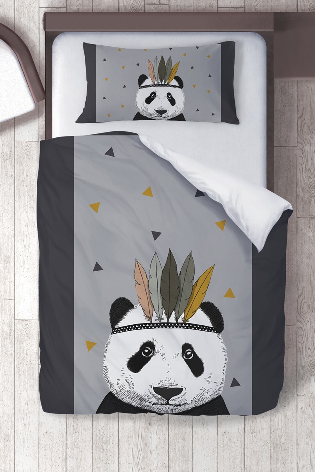 Tinybabyconcept Pamuk Saten Iskandinav Panda Çocuk Odası Çocuk Nevresim Takımı