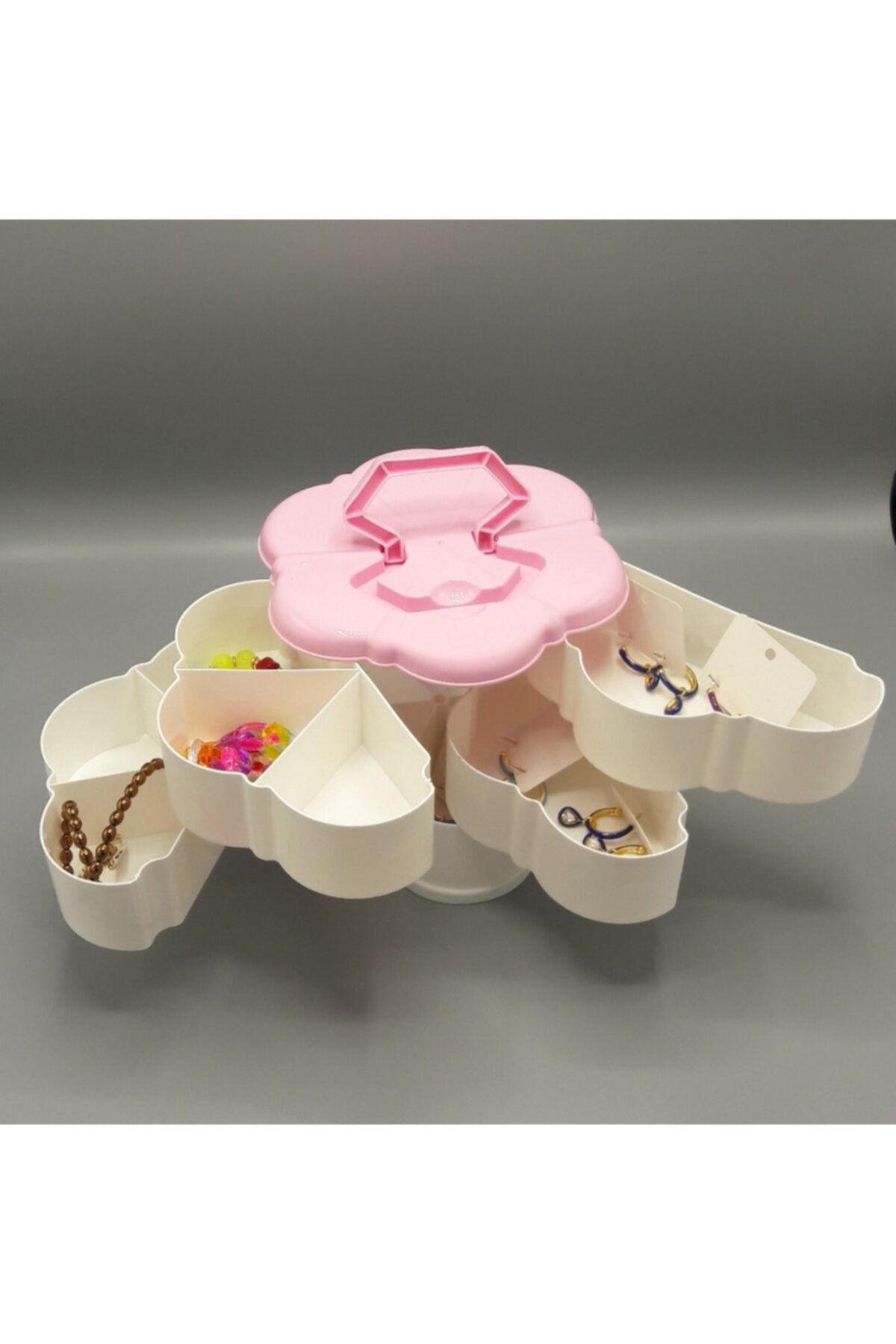 HibanaPazarı 3 Katlı Yonca Organizer 14 Bölmeli Pembe Çap:20,5 Yuk:17,5cm