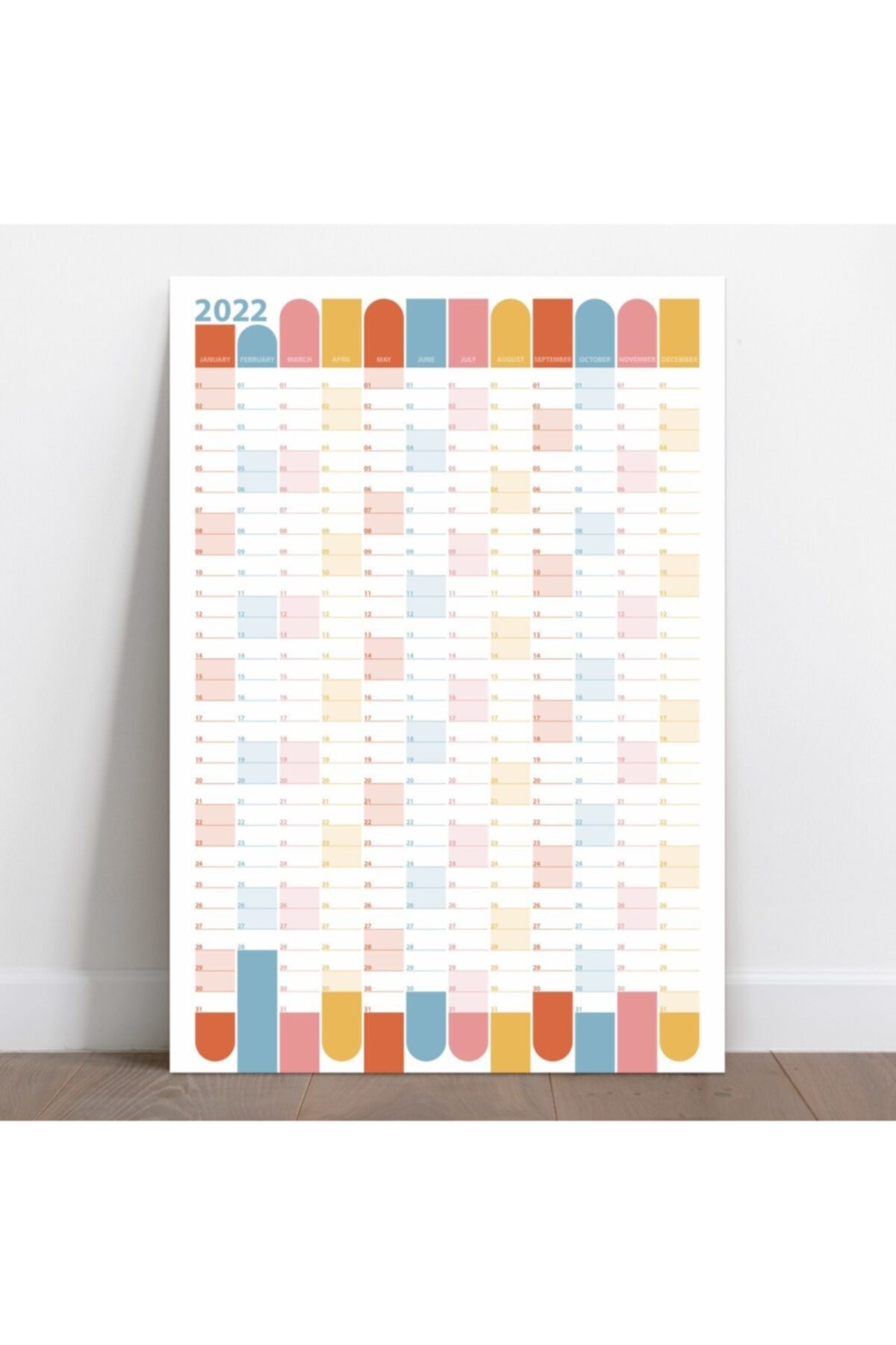 bi'aldım 2022 Yıllık Planlayıcı Duvar Takvimi 35x50cm Mavi Pembe Wall Planner
