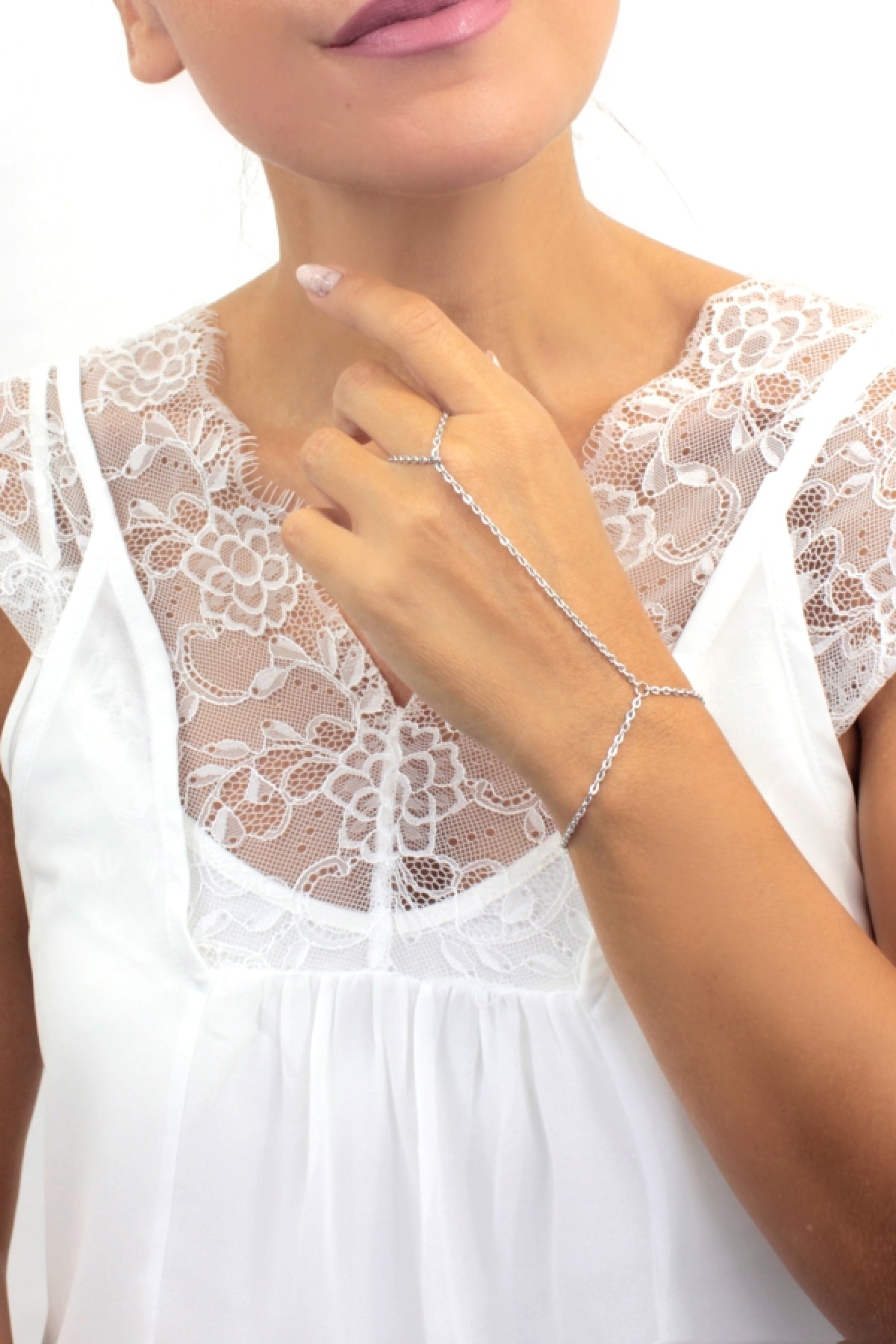 Hane14 Single Zincirli Şahmeran El Takısı Kaplama Silver