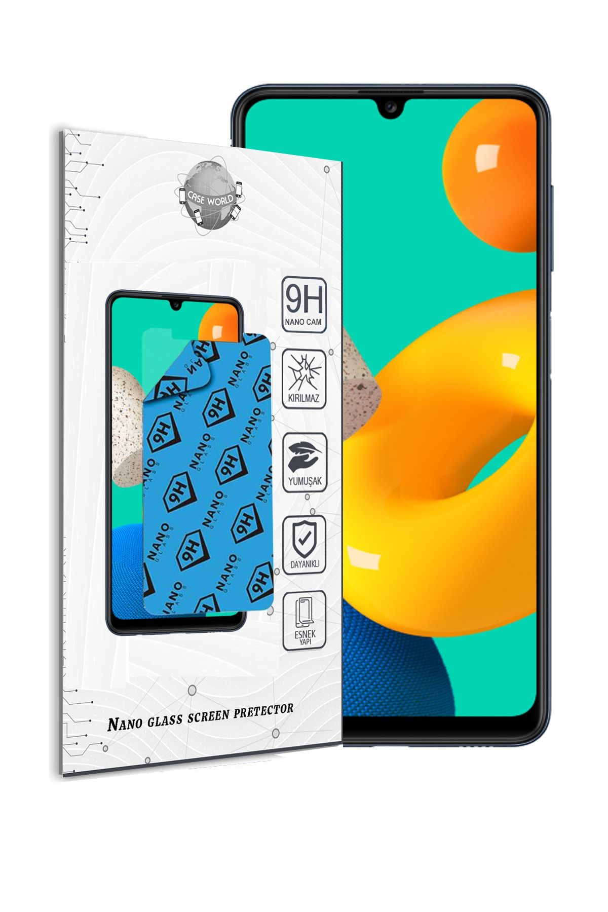 CaseWorld Samsung Galaxy M32 Nano Ekran Koruyucu Kırılmaz Esnek Cam