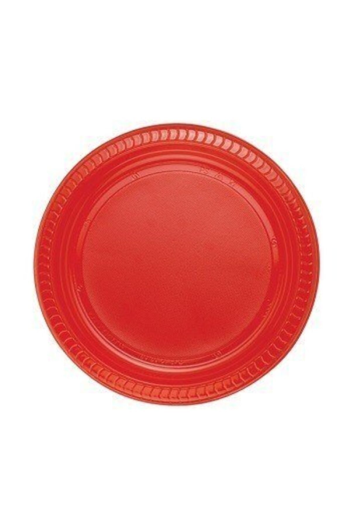 Renklidükkan Kırmızı Renkli Plastik Tabak 22 cm 25li