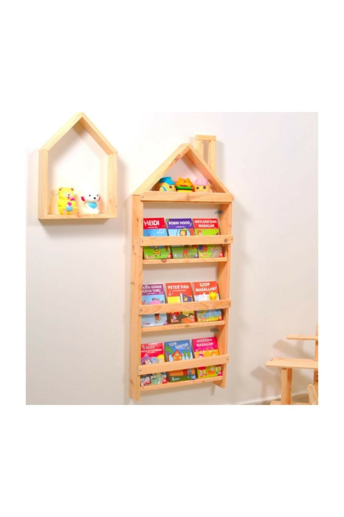 BRK Design Çocuk Odası Eğitici Montessori Mobilya Kitaplık Raf Duvar Rafı 4lü
