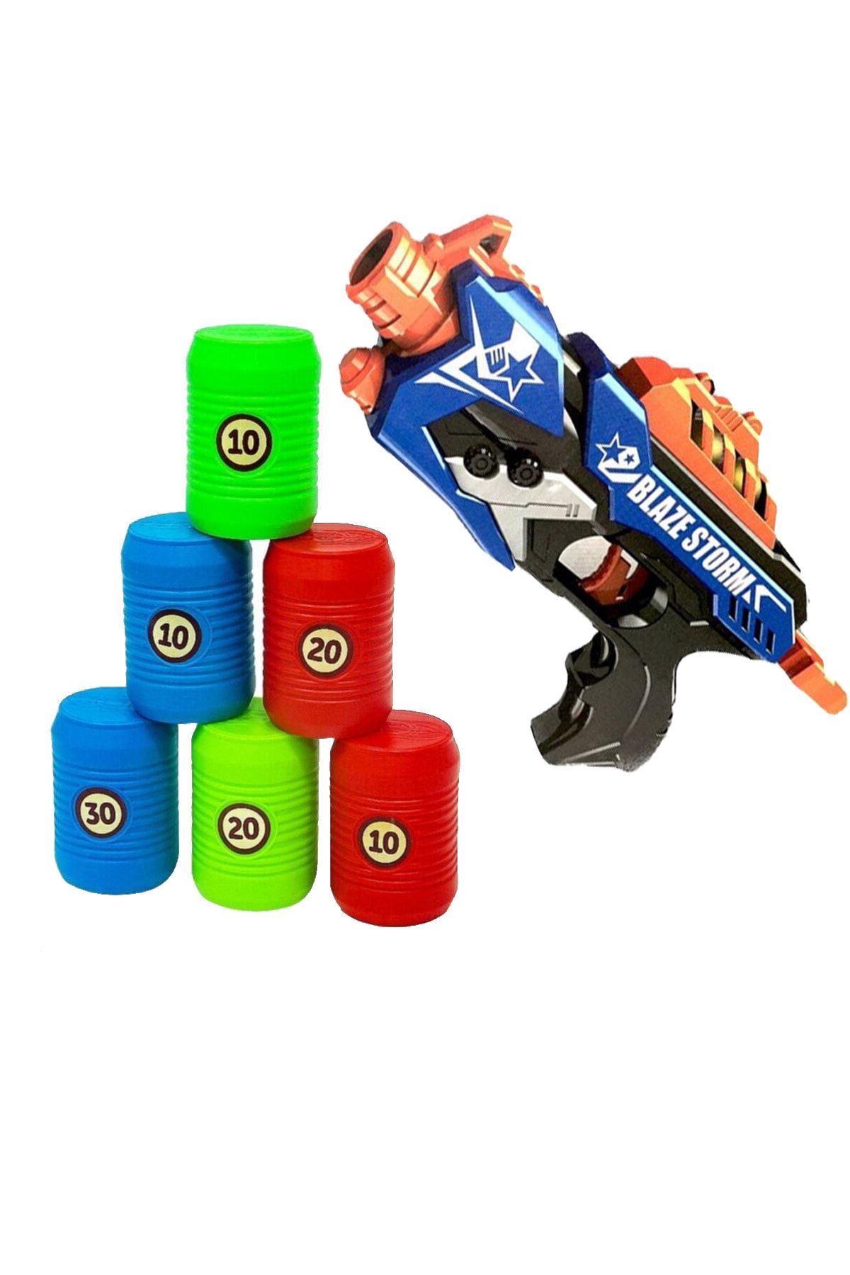 edoy Sünger Yuvarlak Top Mermi Atan Nerf Hot Fire Nişancı Oyuncak Tabanca + Kiki Devir Kazan Blaze Storm