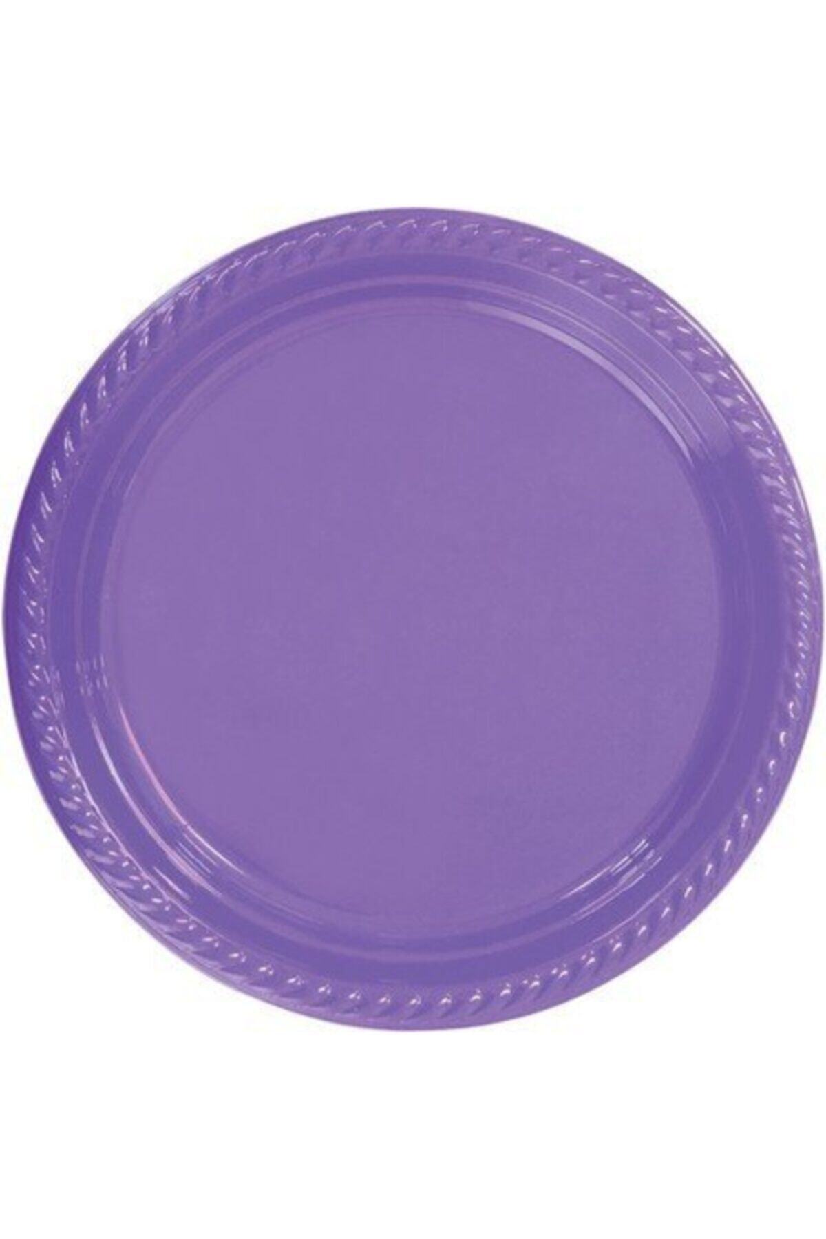 Renklidükkan Lila Renk Plastik Tabak 22cm 25li