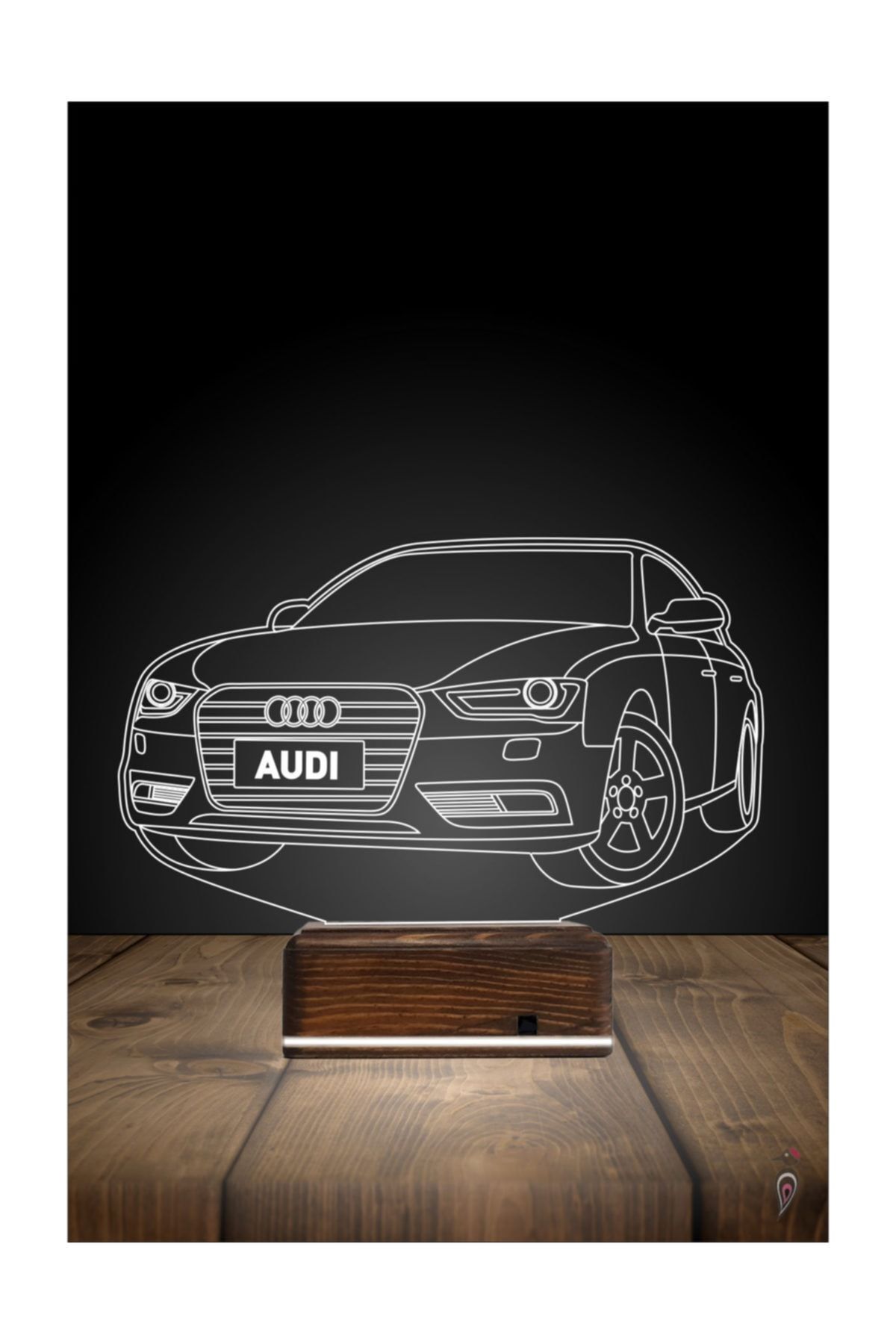 TahtaModa 3d Lamba Ilizyon Masa Gece Lambası 16 Renk Kumandalı Araba Audi