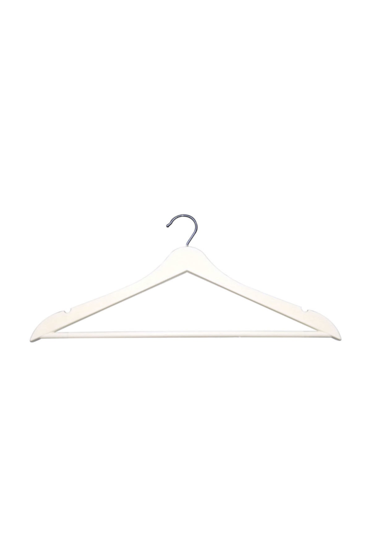 CMKStore Ahşap Görünümlü Kaliteli Plastik Elbise Askısı Beyaz 6 Adet