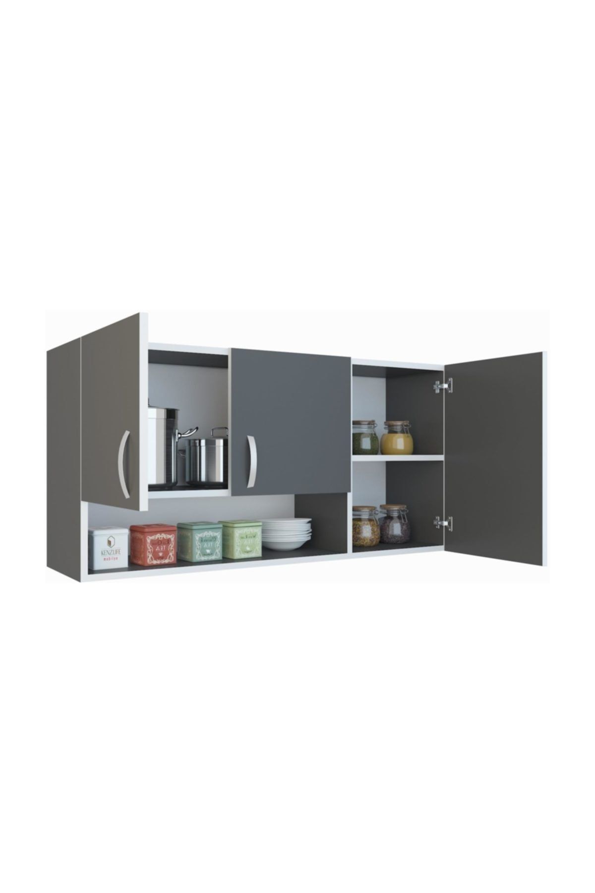 Kenzlife hazır mutfak mirena gri 060*120*32 mutfak banyo dolabı kapaklı raflı