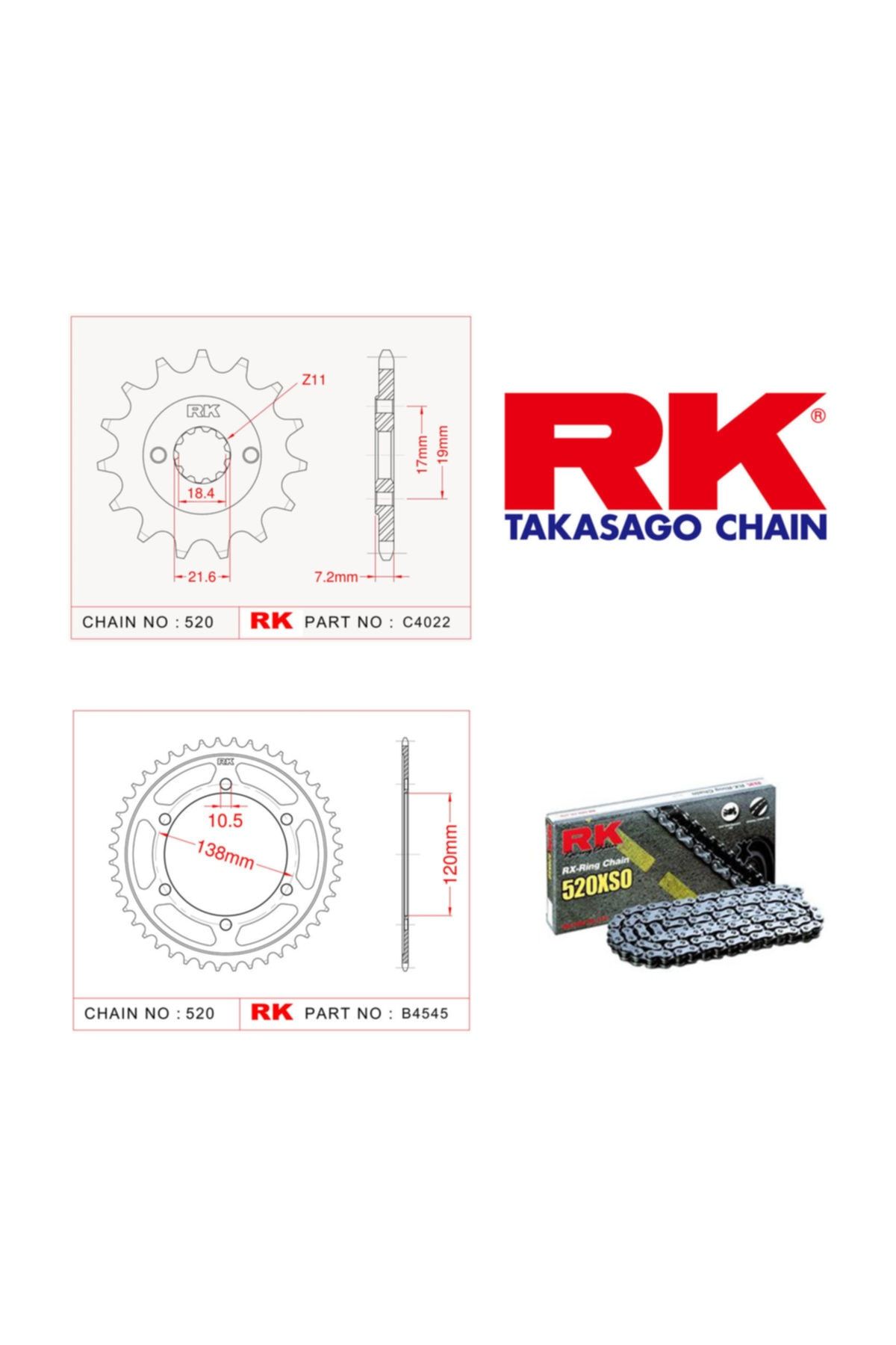 RK Honda Cbr 250 R X-ring Zincir Dişli Set 520 Xso 14/38 T(2011-2013)