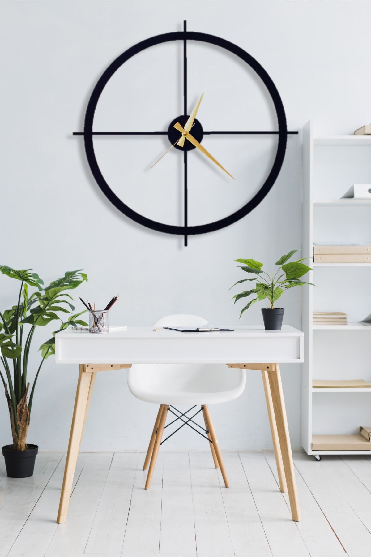 Soft Art Home Black Minimal Metal Duvar Saati - 70 X 70 cm