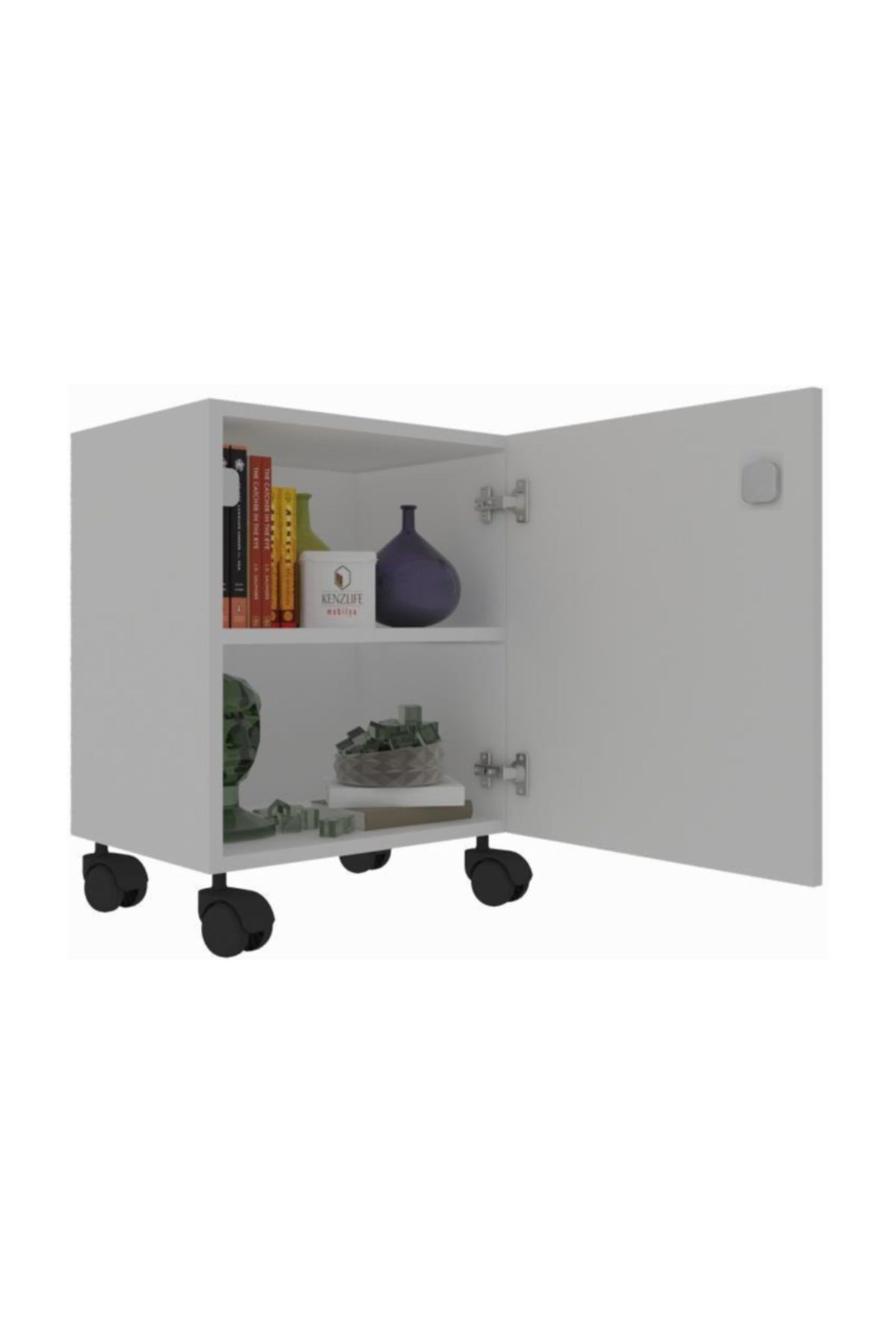 Kenzlife mutfak dolabı zehra 068*050*032 byz kilitli tekerlekli banyo evrak ofis kitaplık ayakkabılı