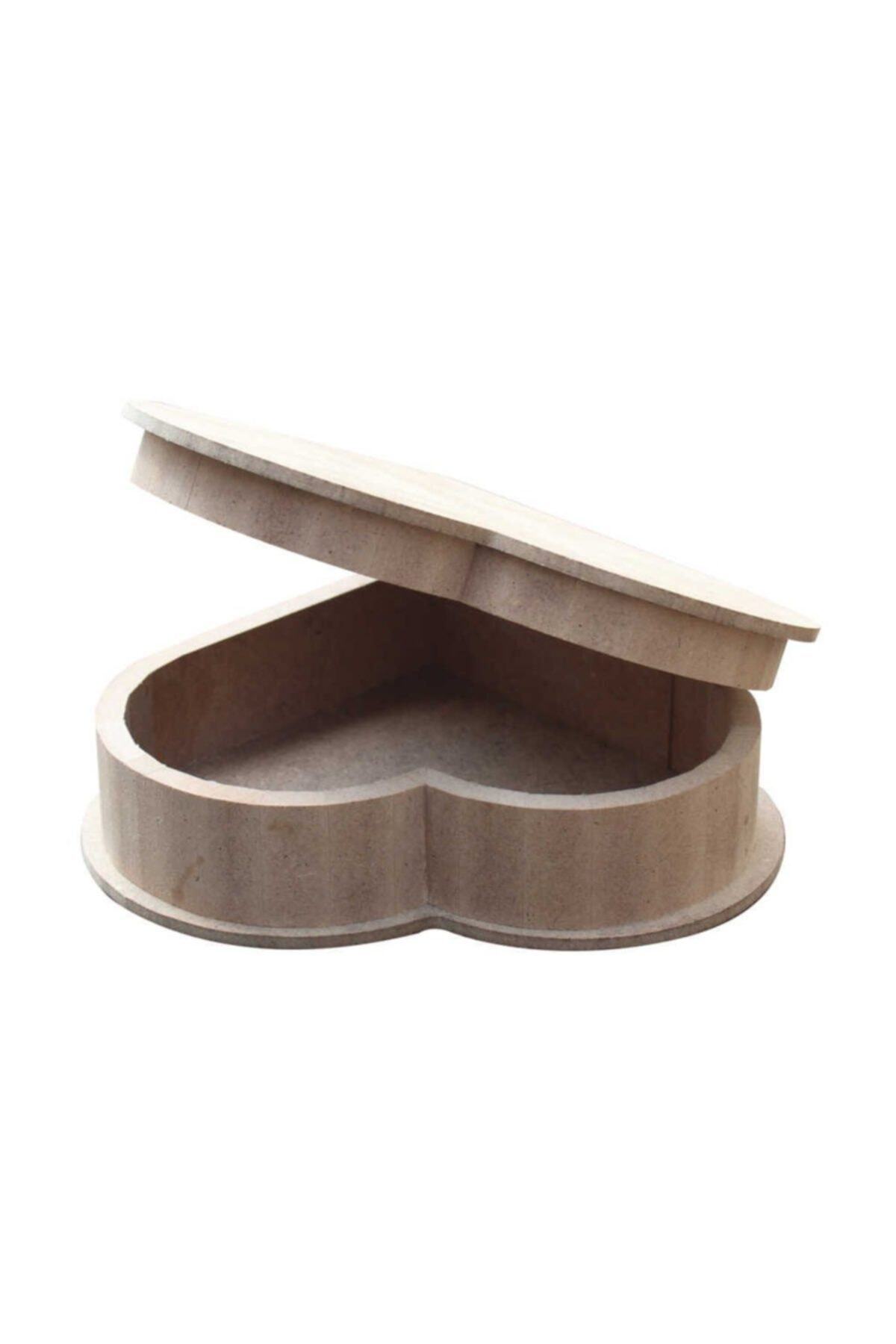 Ahşap Kalpli Kutu 20x20x6.5 Cm