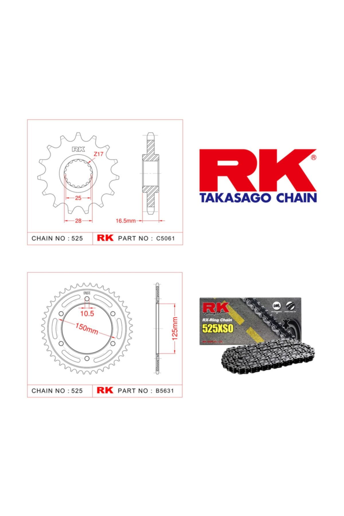 RK Ktm Adventure 950 X-ring Zincir Dişli Set 525 Xso 17/42t(2003-2006)