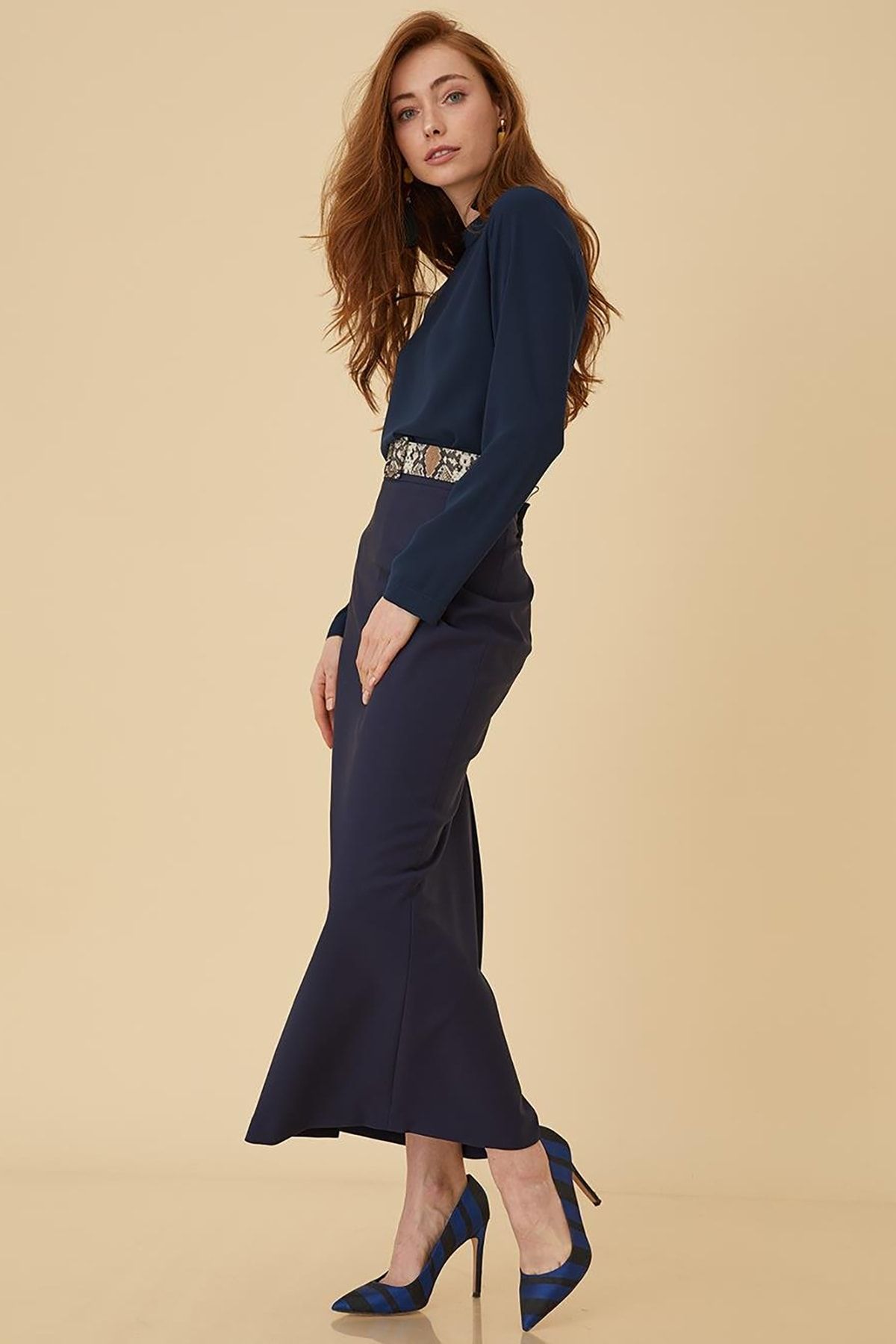 Kayra Kadın Basic Kalem Etek Lacivert SZ 12500 KA-SZ-12500