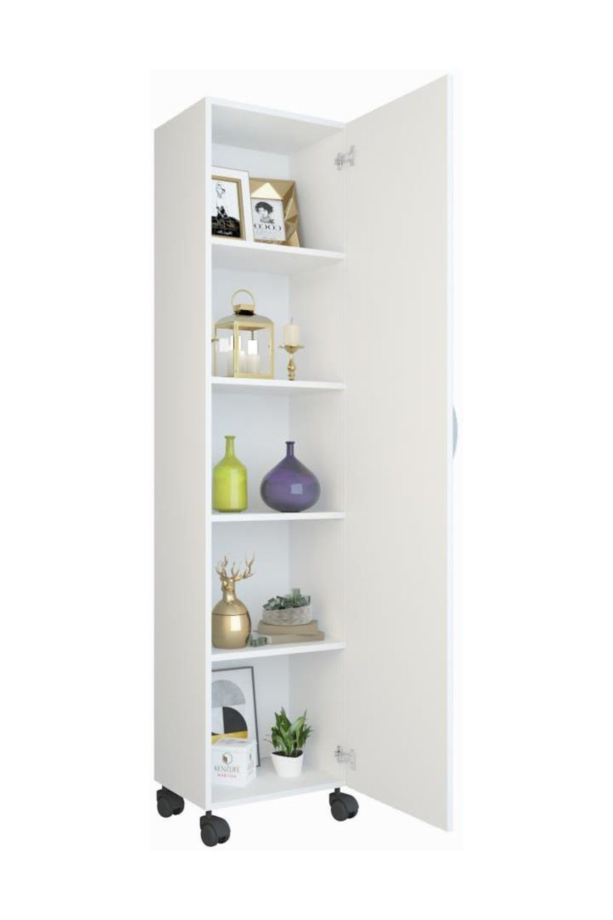 Kenzlife mutfak dolabı mine 168*030*032 byz kapaklı tekerlekli banyo evrak ofis kitaplık ayakkabılık