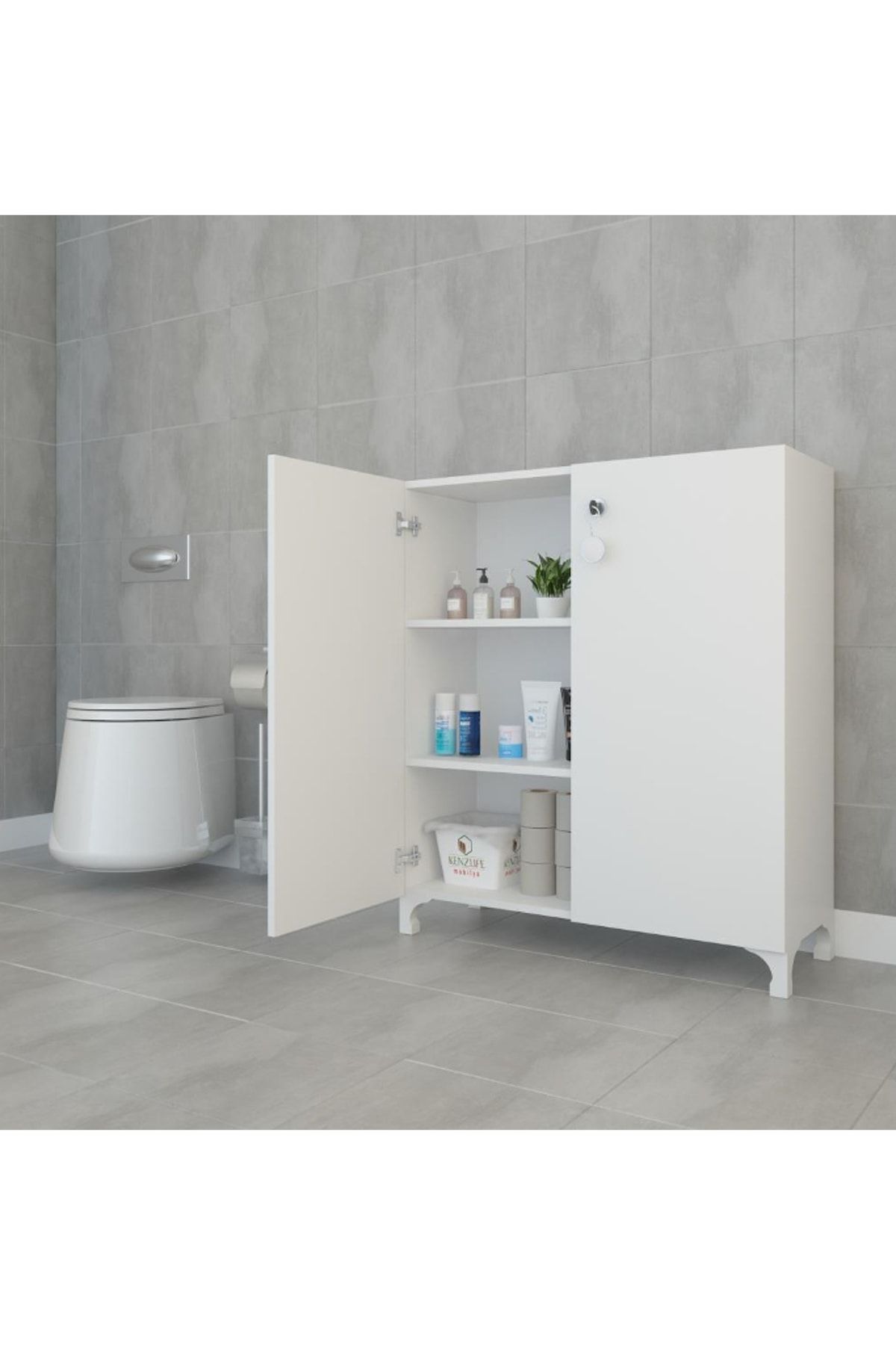 Kenzlife mutfak dolabı çilem 088*090*032 byz kilitli ayaklı banyo evrak ofis kitaplık ayakkabılık ki