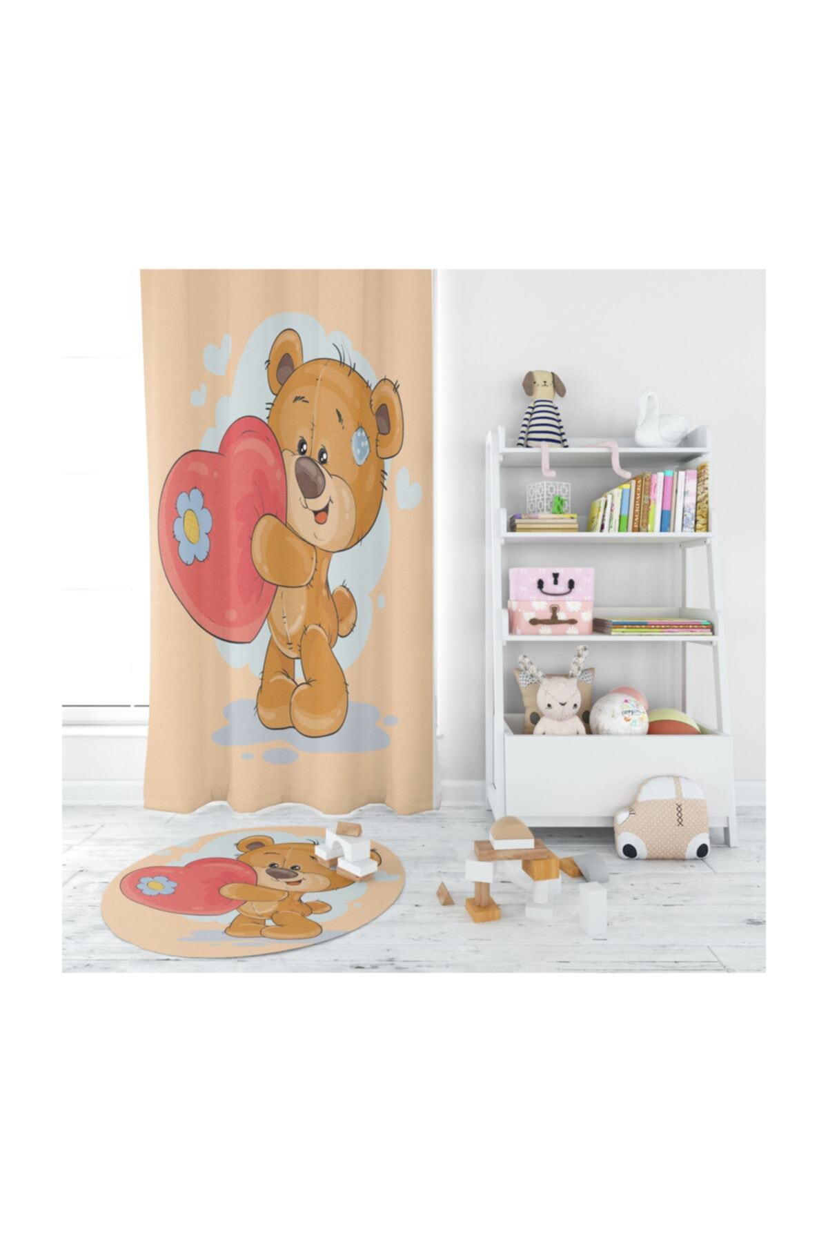 halımarkt Hm-0032sm Sevimli Ayıcıklı Çocuk Odası Fon Perdesi