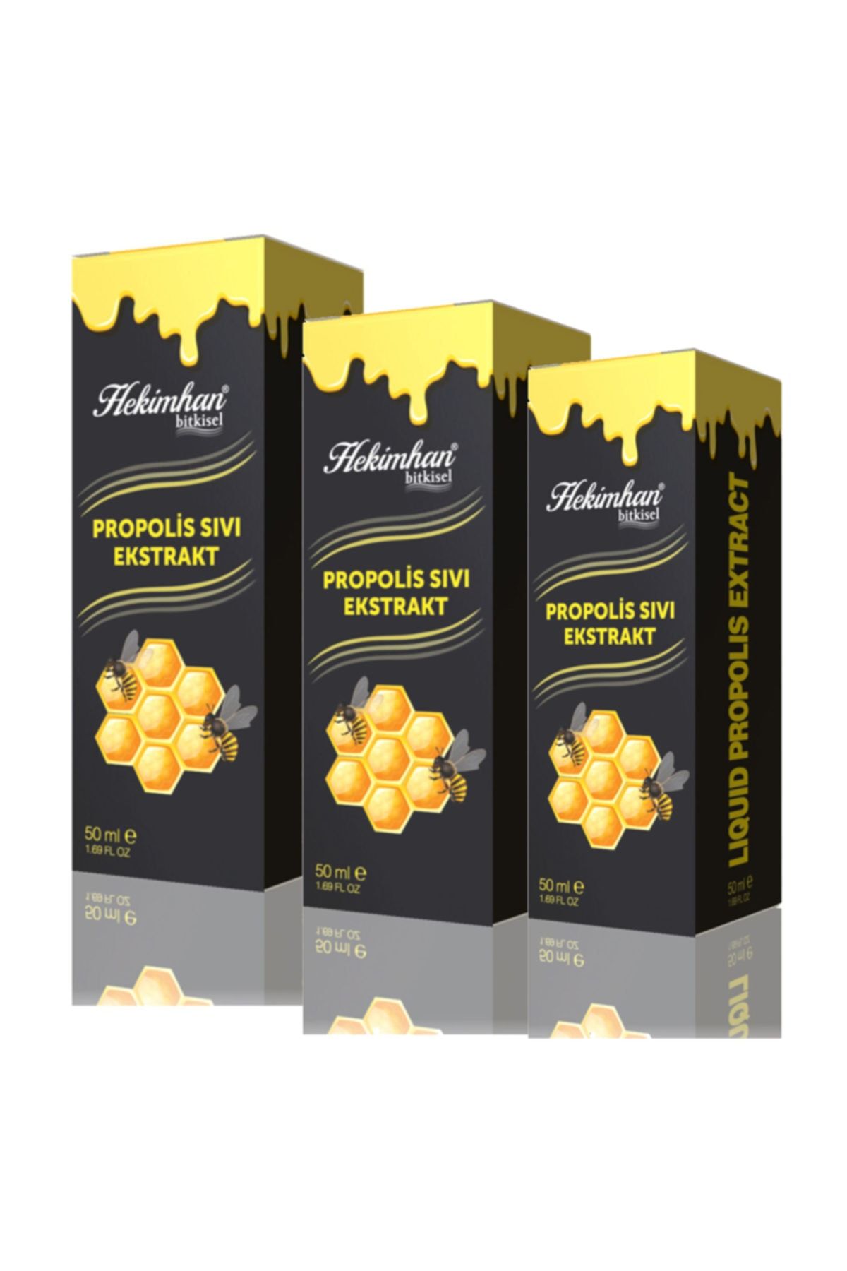 Hekimhan 3 Adet Propolis Sıvı Ekstrakt 50 Ml - El Temizleme Jeli Hediyeli 100mll