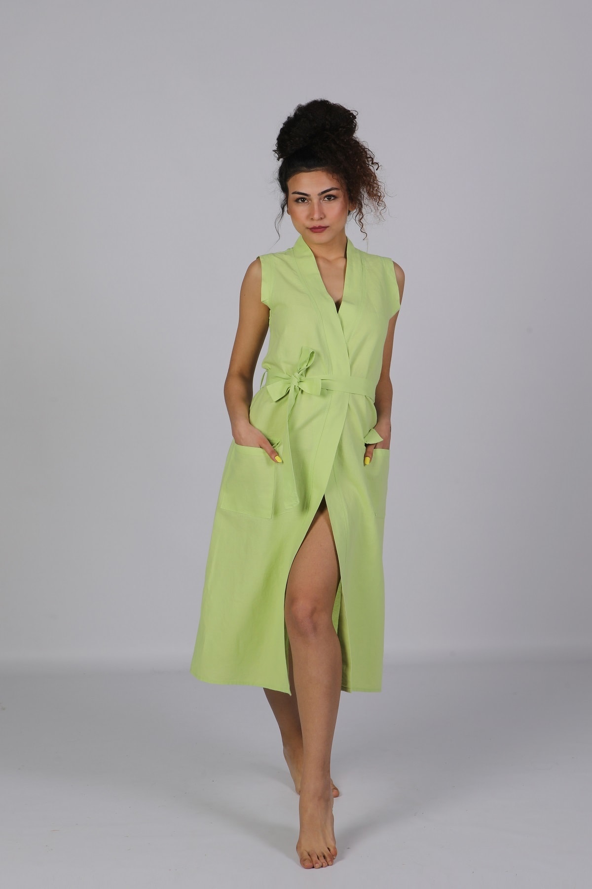 KETENDEN Keten Yeşil Kimono
