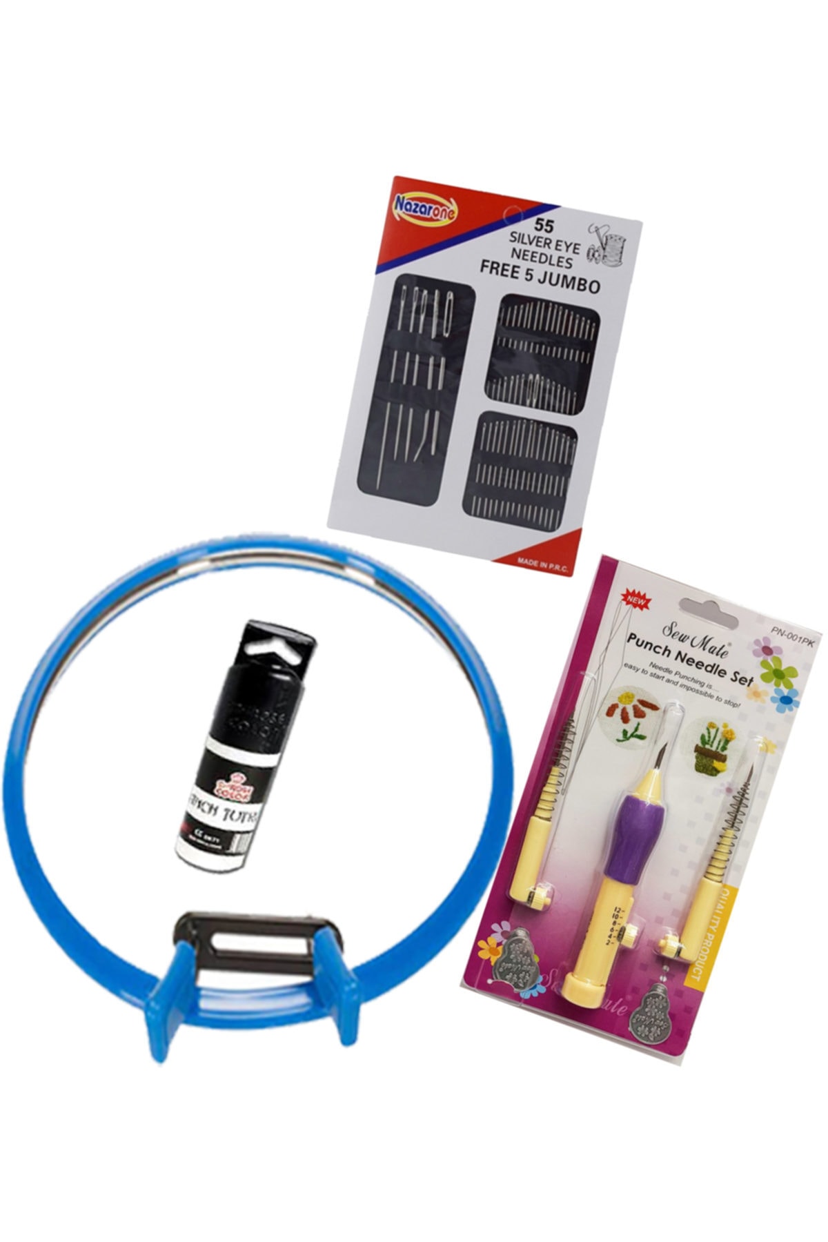 Sidentra Kasnak, Tutkal Ve Punch Iğne Seti -55 Parça Iğne Set Hediyeli Hobi Malzemeleri