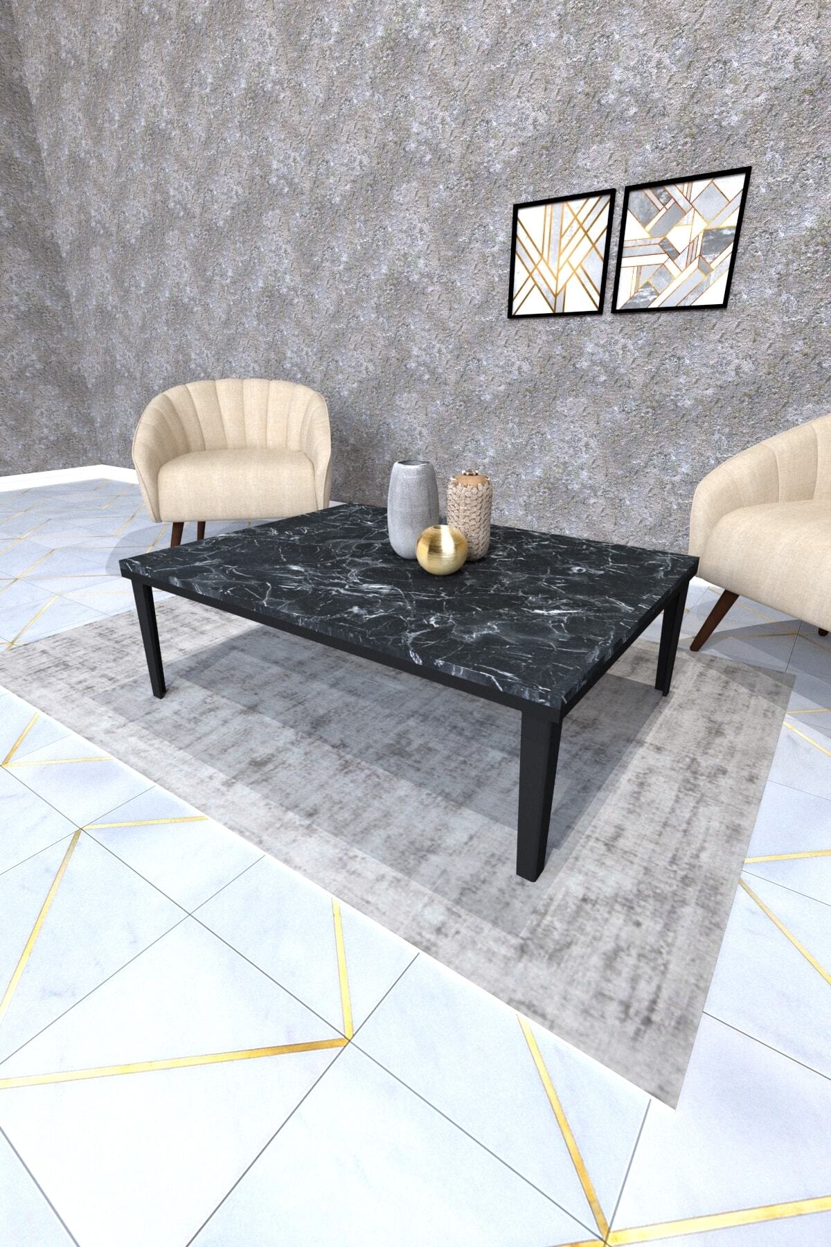 Vudi Design Tower XXL Orta Sehpa Mermer Desenli 4 Renk