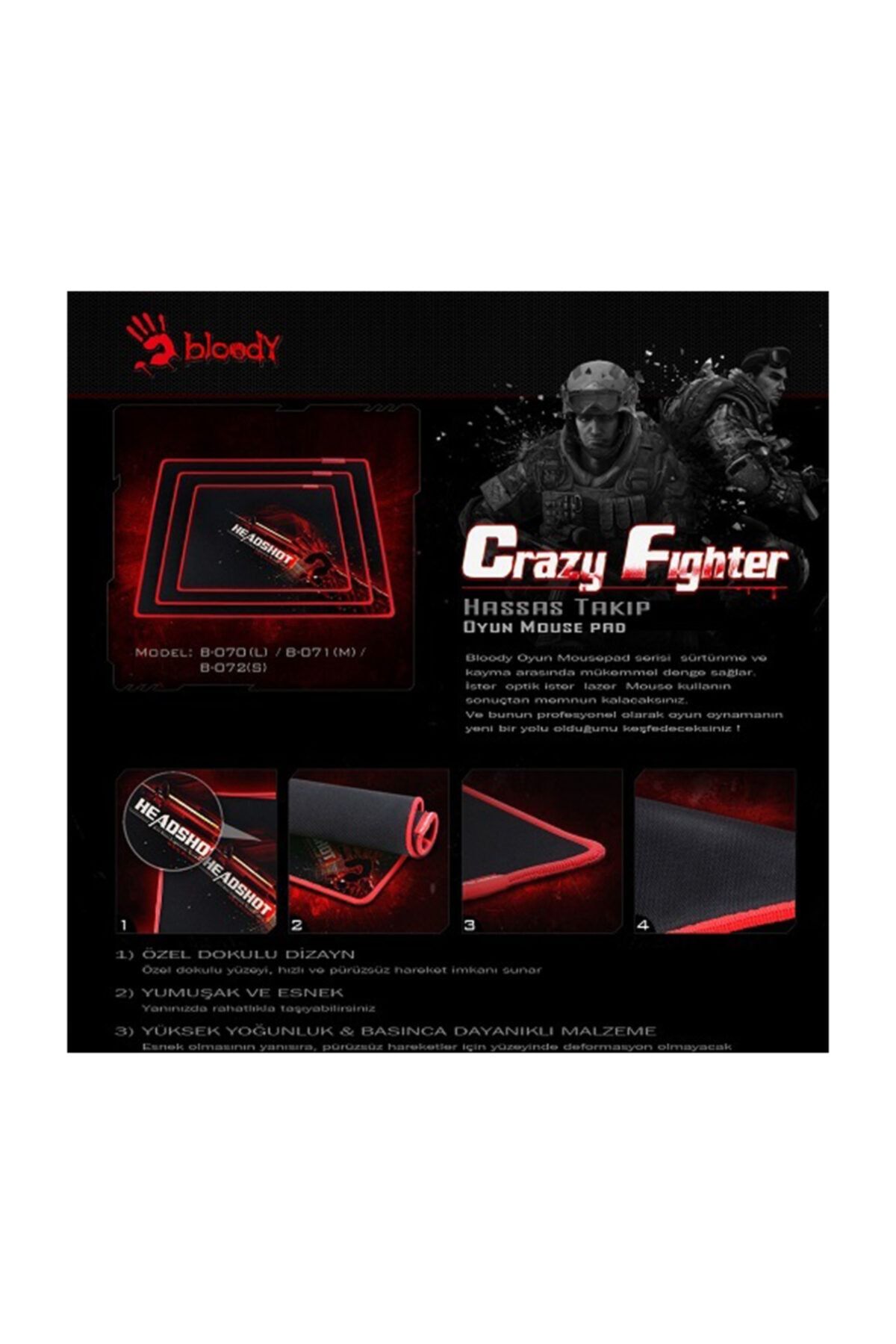 A4 Tech Bloody B-080 Mouse Pad Large (430x350x4m) (siyah)