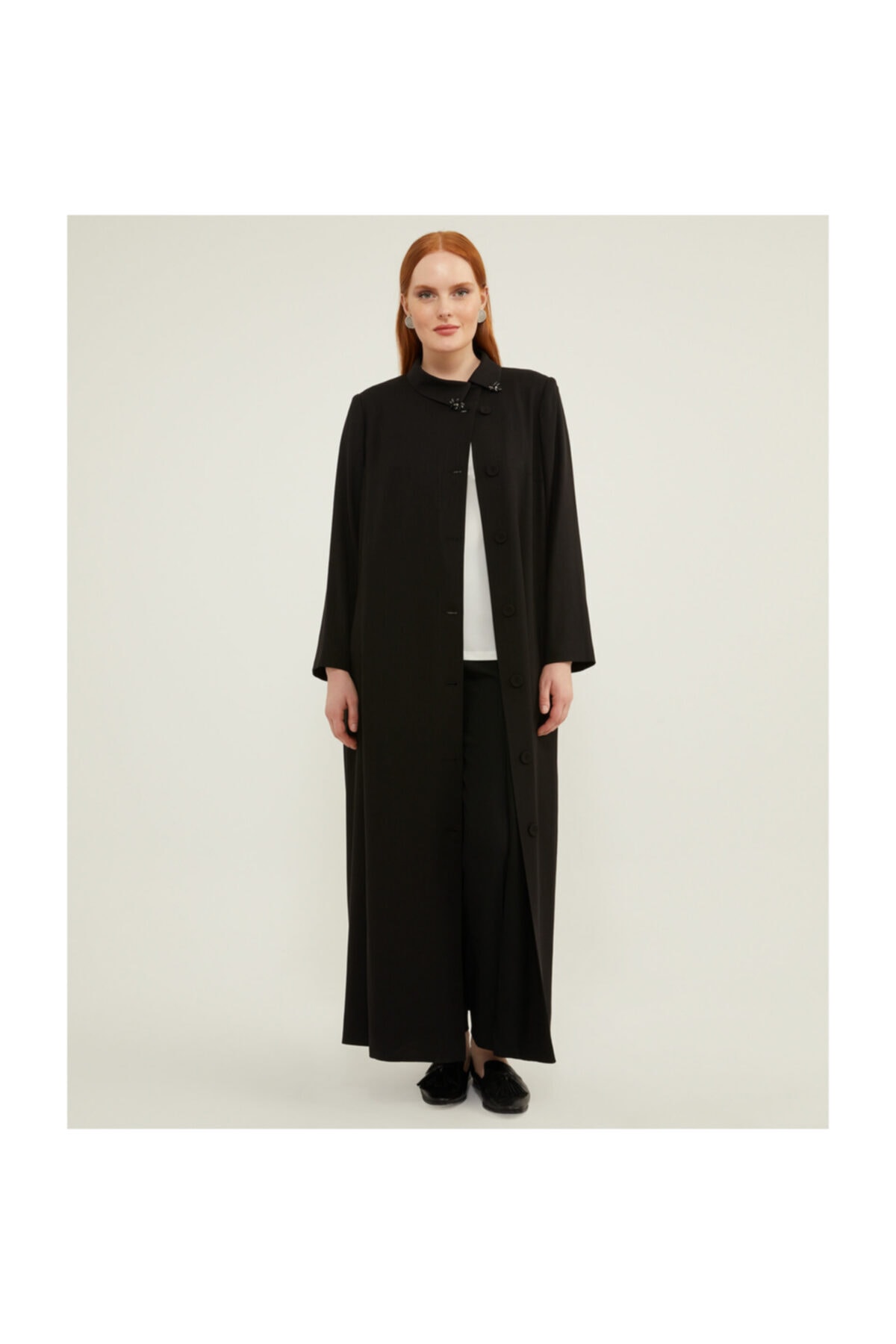 Aker Büyük Beden Siyah Pardösü V77050245