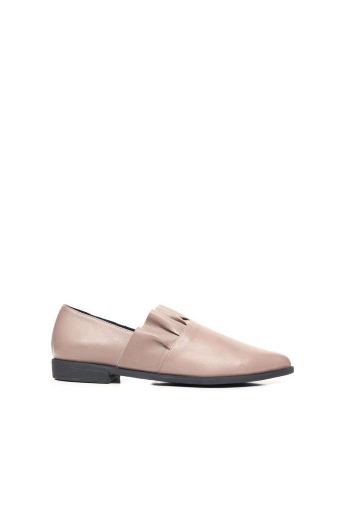 BUENO Shoes Önden Pile Detaylı Hakiki Deri Kadın Düz Ayakkabı 9p0700