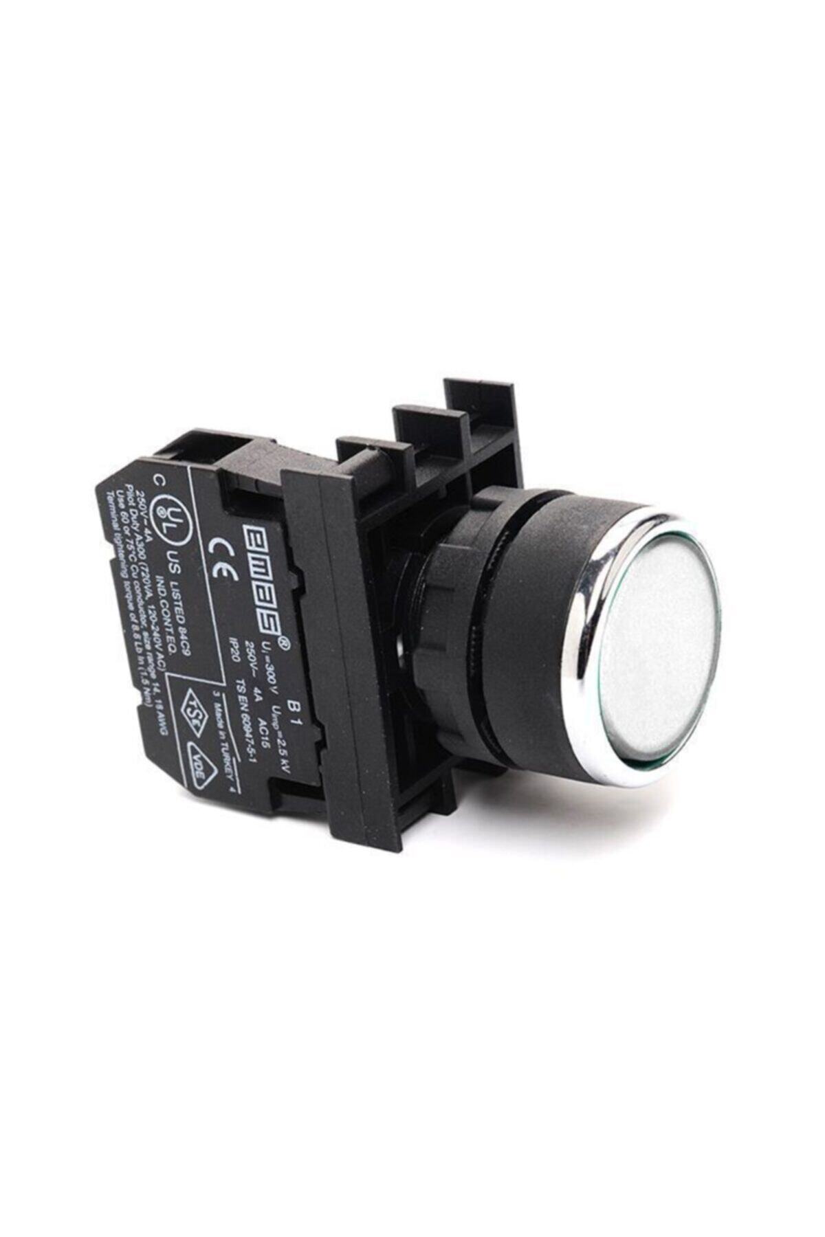 EMAS B100db Beyaz Yaylı Tip 22mm Kumanda Butonu 1na