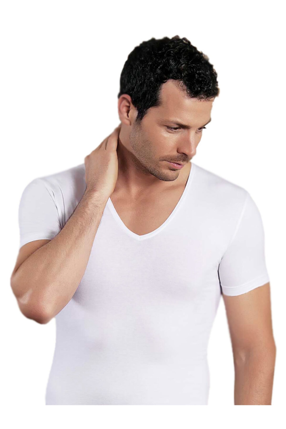 Şahinler E080 Likralı Derin V Yaka Kısa Kol Atlet