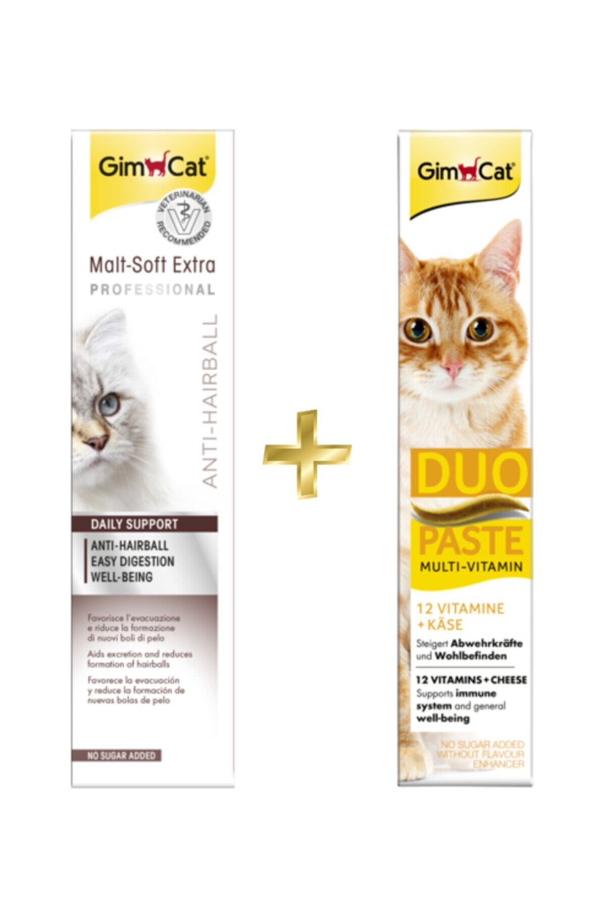 Gimcat Anti-hairball Malt 100gr + Multi-vitamin Duo Paste Peynirli 50gr