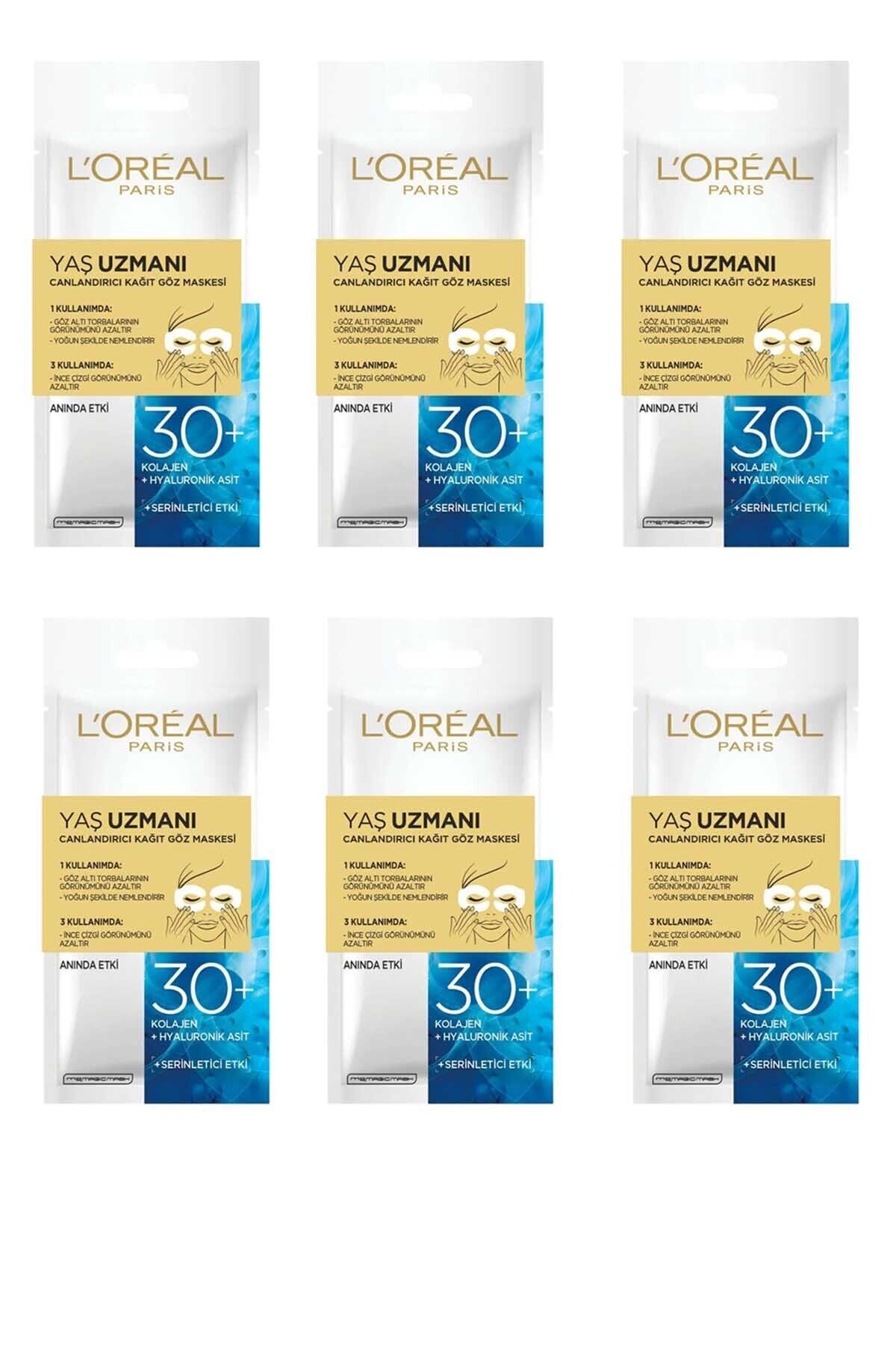 L'Oreal Paris Yaş Uzmanı 30+ Canlandırıcı Kağıt Göz Maskesi 6'lı Set 3600523751532