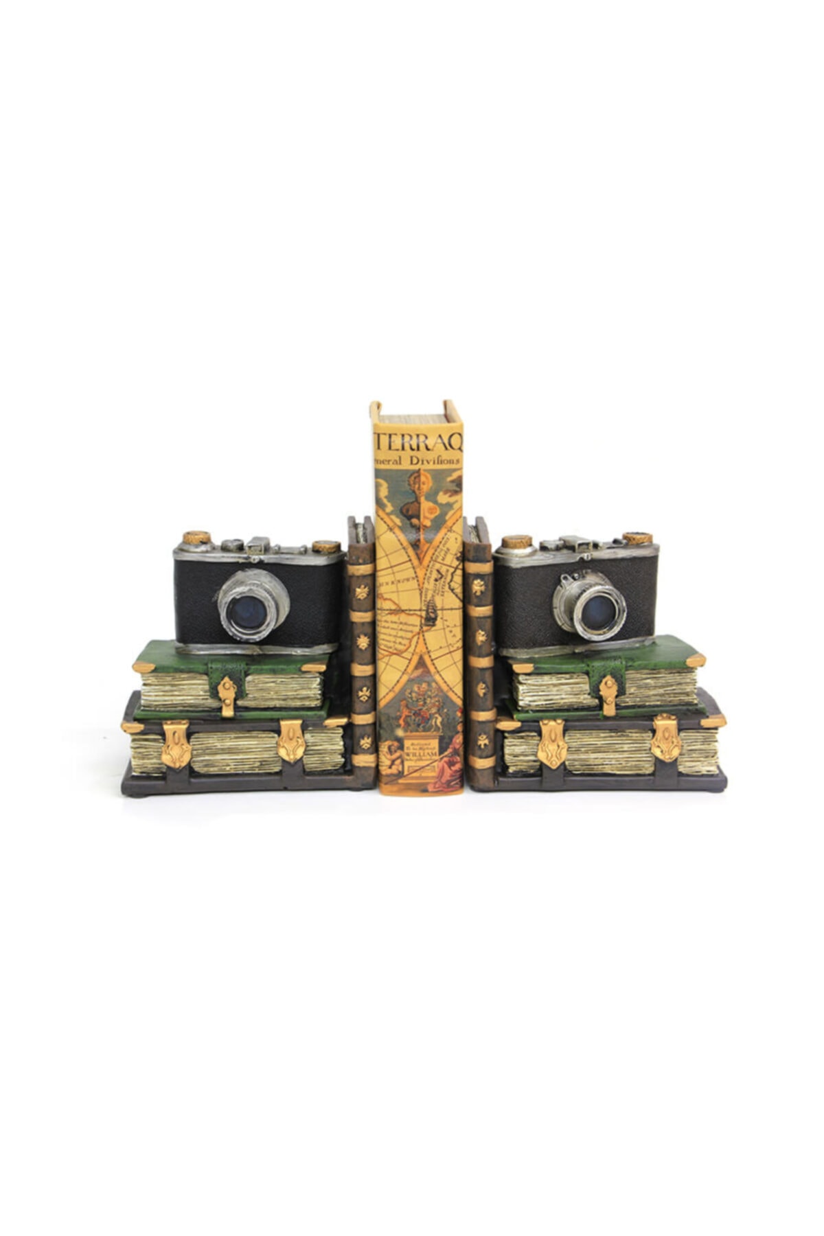 Hediye Sahibi Dekoratif Kitap Stoperi Kitap Ve Fotoğraf Makinesi Tasarımlı