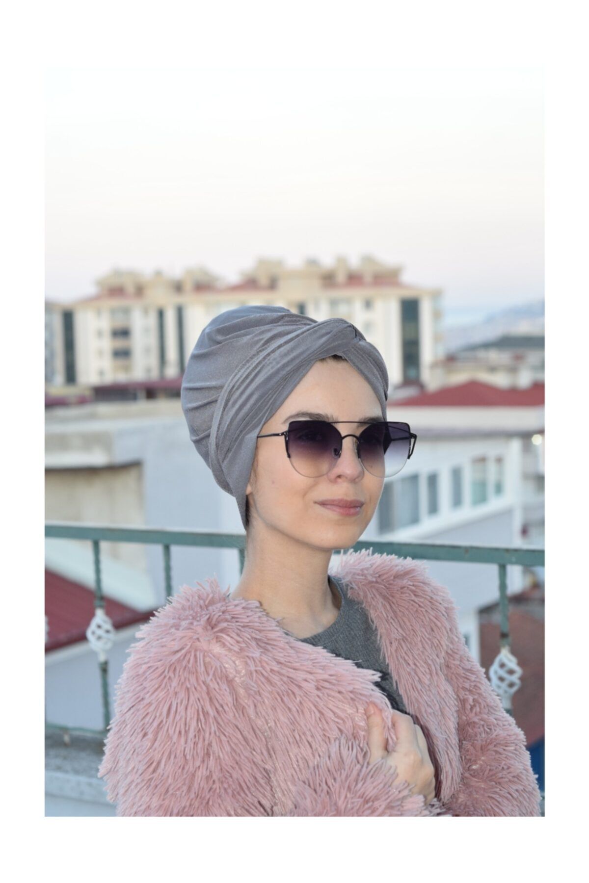 Sahra Şal Dünyası Dolama Bone Gri (HAZIR DEĞİLDİR)