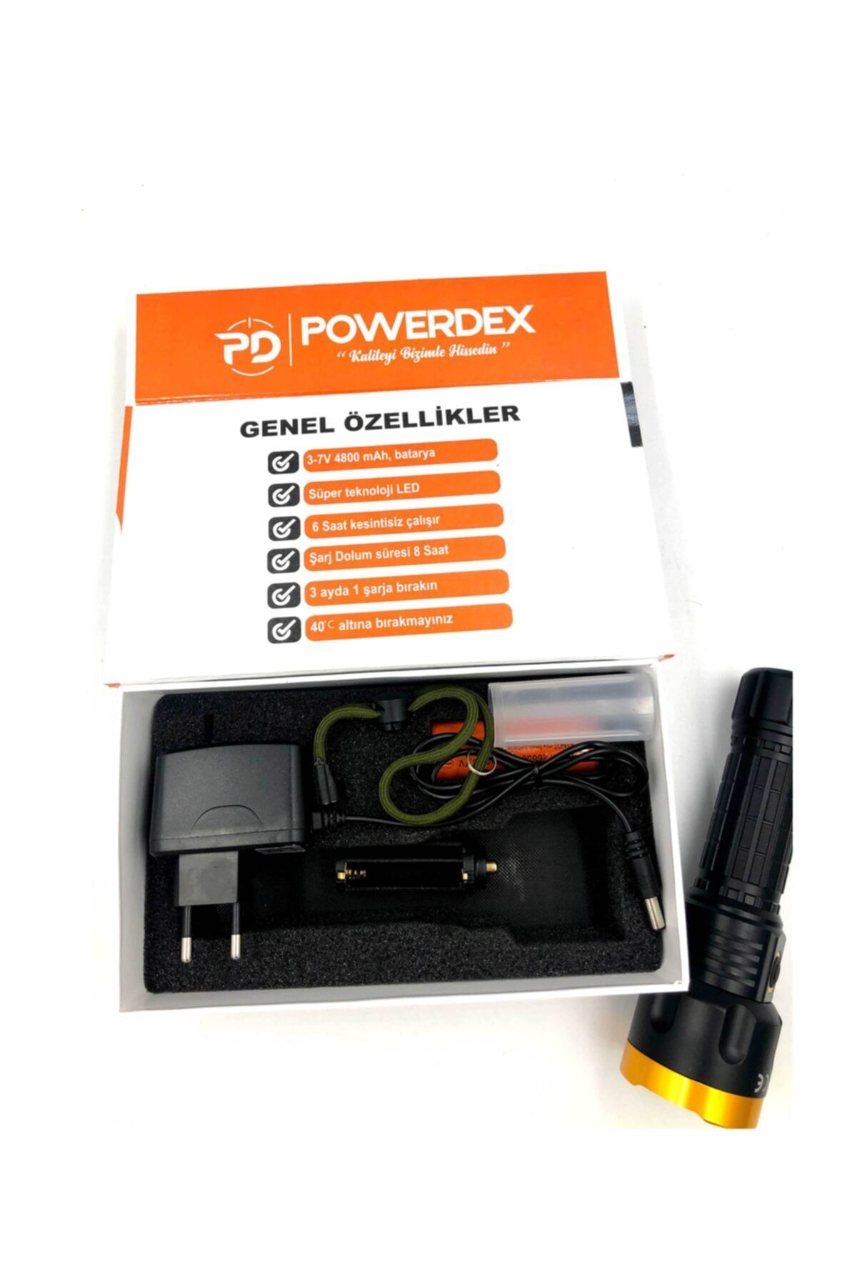 powerdex El Feneri Yağmur Suyu Geçirmez Şarjlı Led