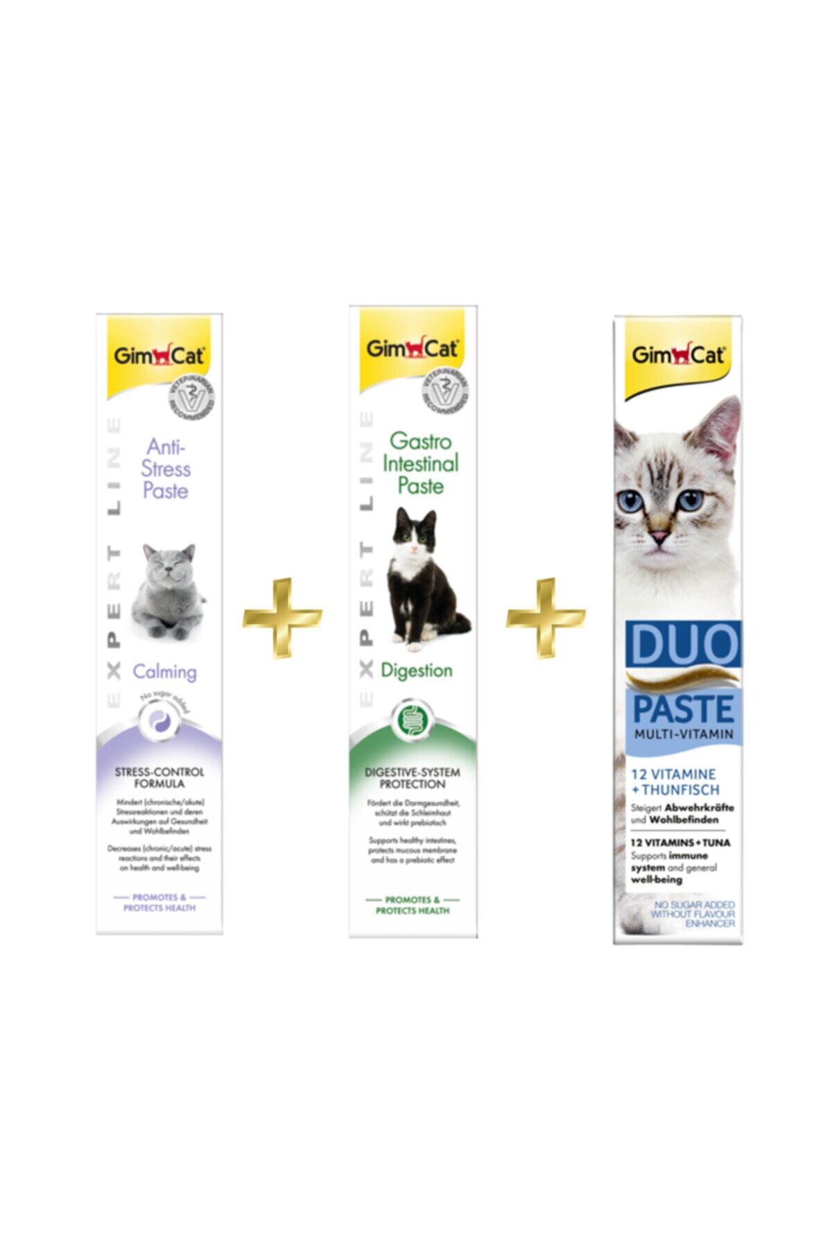 Gimcat Anti-stress Paste 50 gr +Gastro Intestinal Paste Sindirim + Duo Paste Ton Balıklı 12 Vitaminli 50 gr